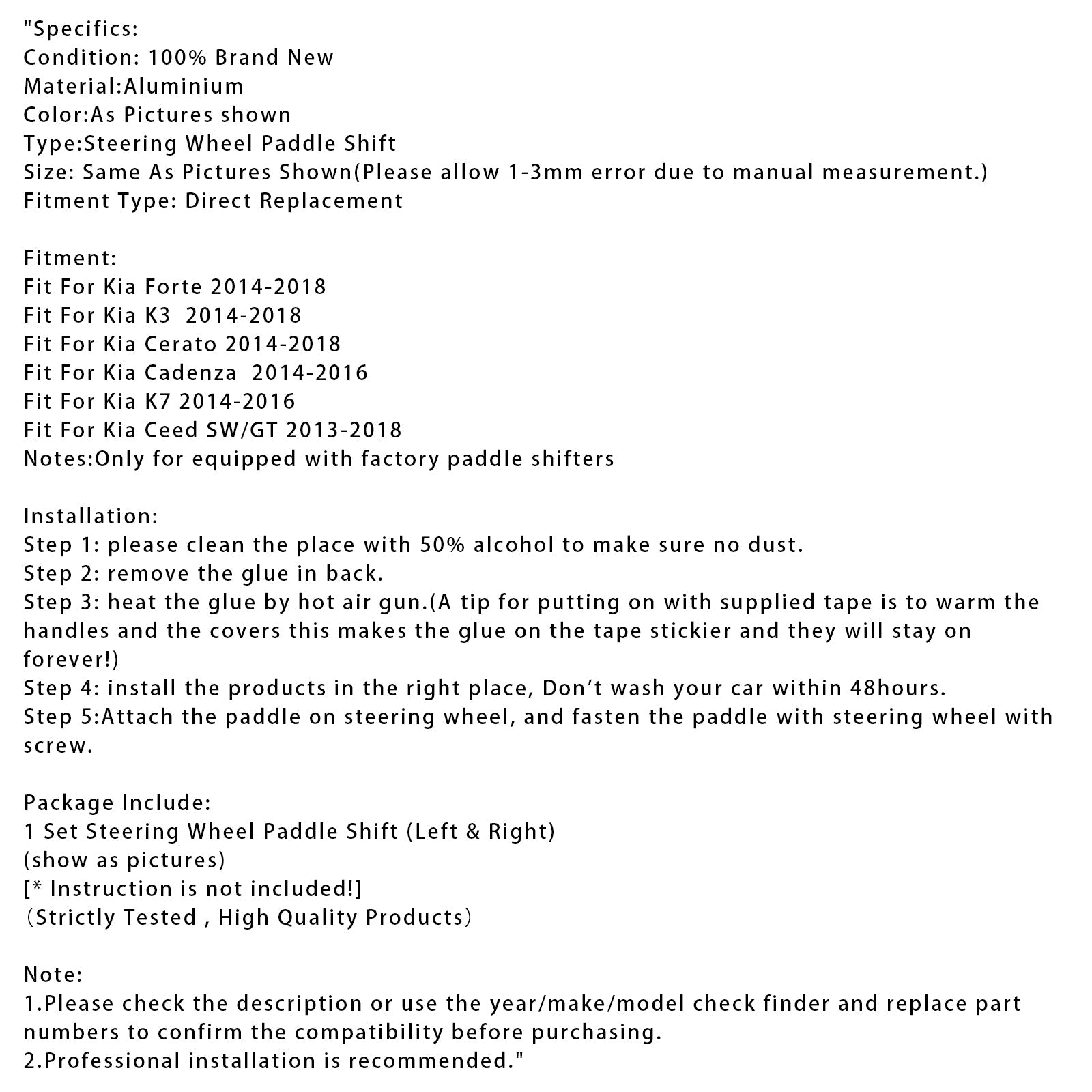Extensión del volante de paletas de cambio de velocidad para kia cadenza de aluminio fuerte