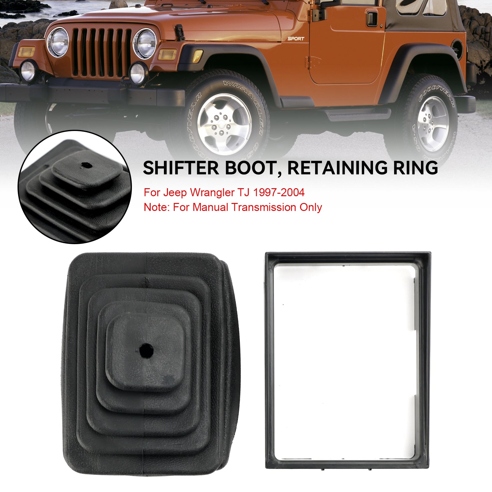 Shifter Boot Retainer Bezel Ring Manual Trans voor Jeep Wrangler TJ 1997-2004