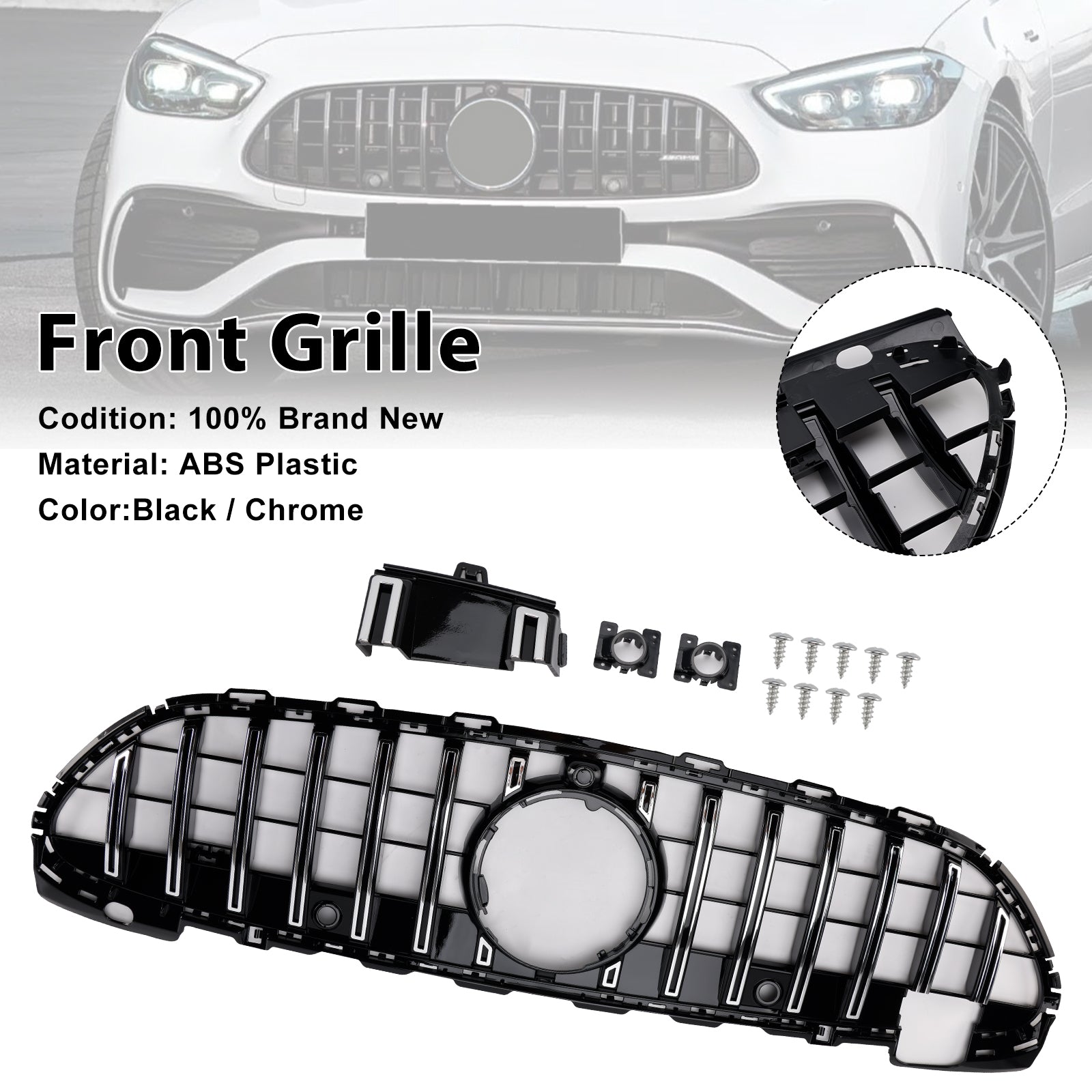 Parrilla de parachoques delantera estilo Mercedes Benz GT-R W206 2022-2023 con cámara