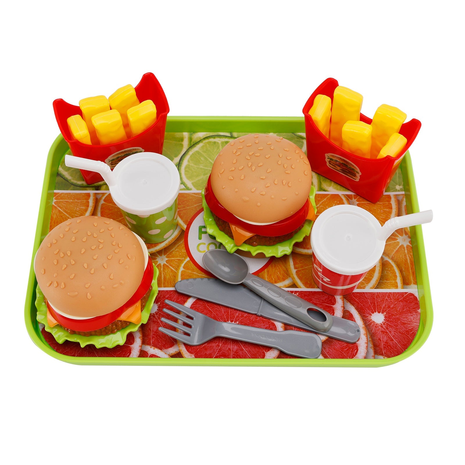 Hamburger Gaufres Frites Boisson Jouer Nourriture Jouet de Simulation Ensemble de Cuisine Ensemble de Jouets pour Enfants