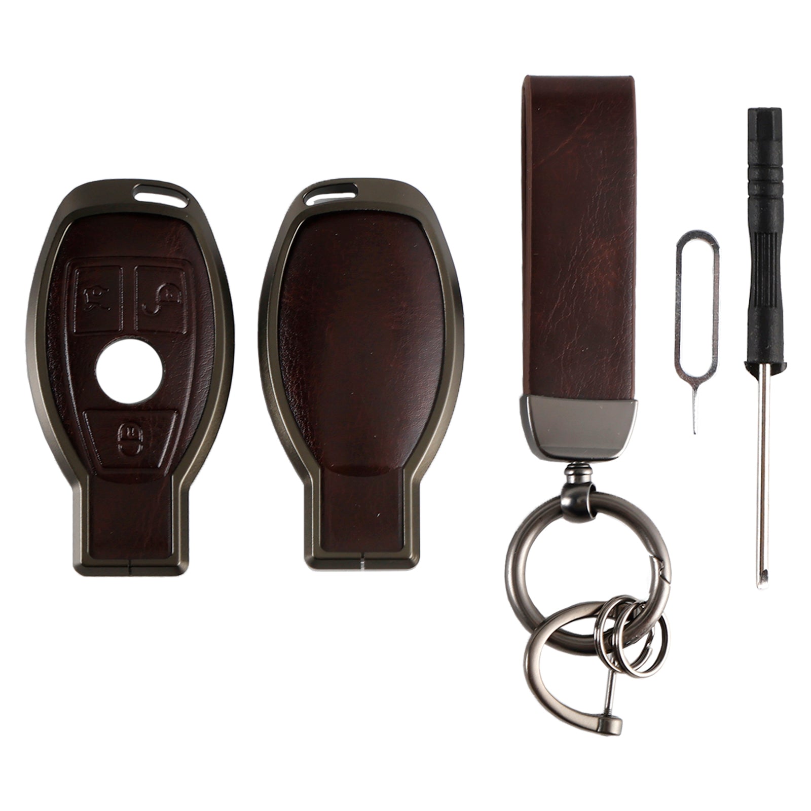 Custodia per chiave in lega per auto'TPU in alluminio marrone per Benz GLC GLK CLS GLA CLA AMG