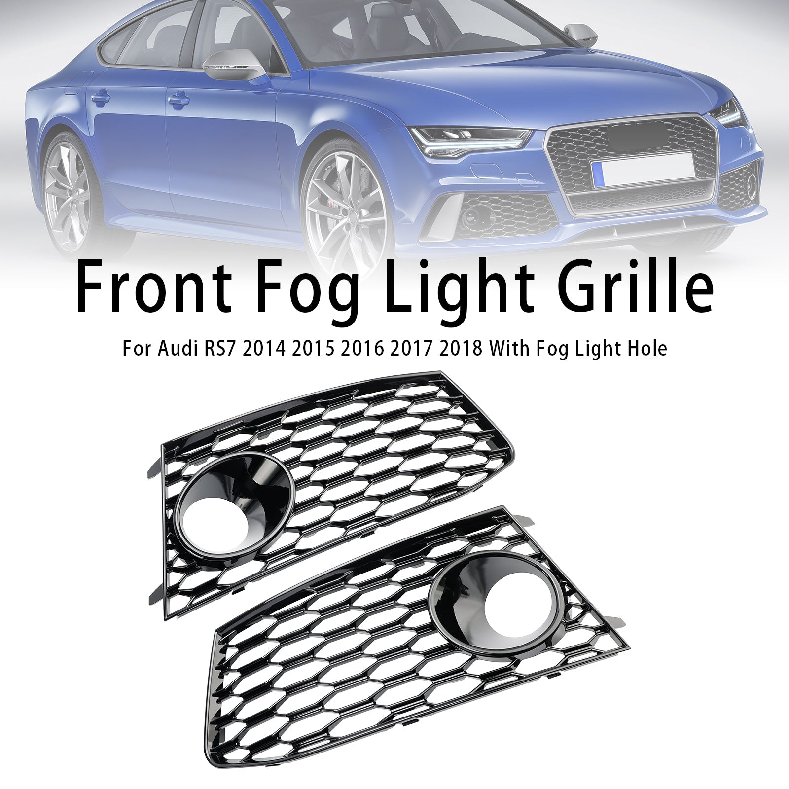 Paire de couvre-calandres de phares antibrouillard pour pare-chocs avant Audi RS7 2014-2018
