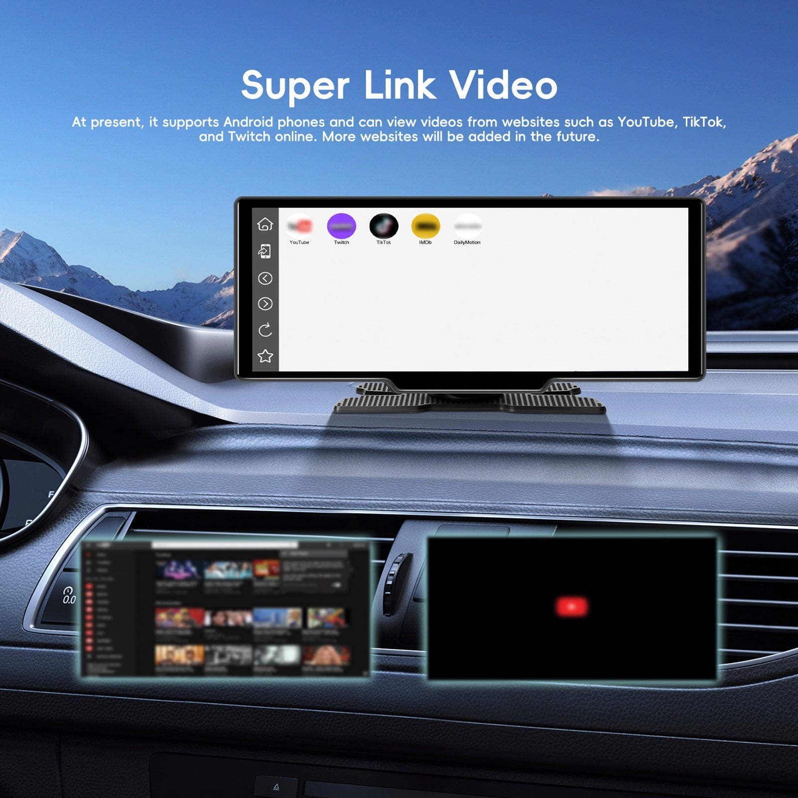 Autoradio portable Bluetooth 10,26"" avec navigation sans fil et compatible CarPlay, caméra AHD