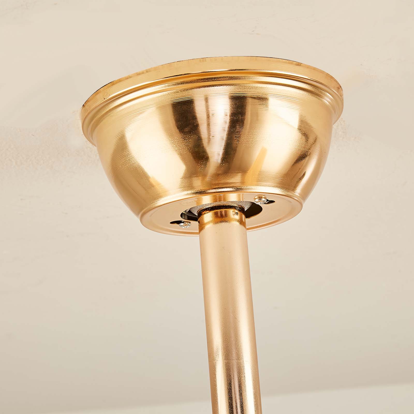 Ventilateur de Plafond Doré avec Lustre en Cristal 52" – Éclairage LED, Télécommande, 5 Pales, 6 Vitesses