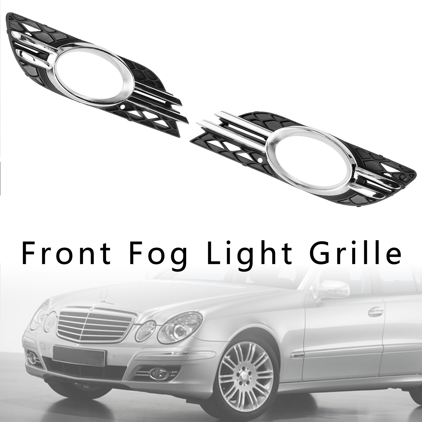 Ensemble de garnitures chromées pour grille de phare antibrouillard avant pour Mercedes-Benz CLASSE E W211 07-09