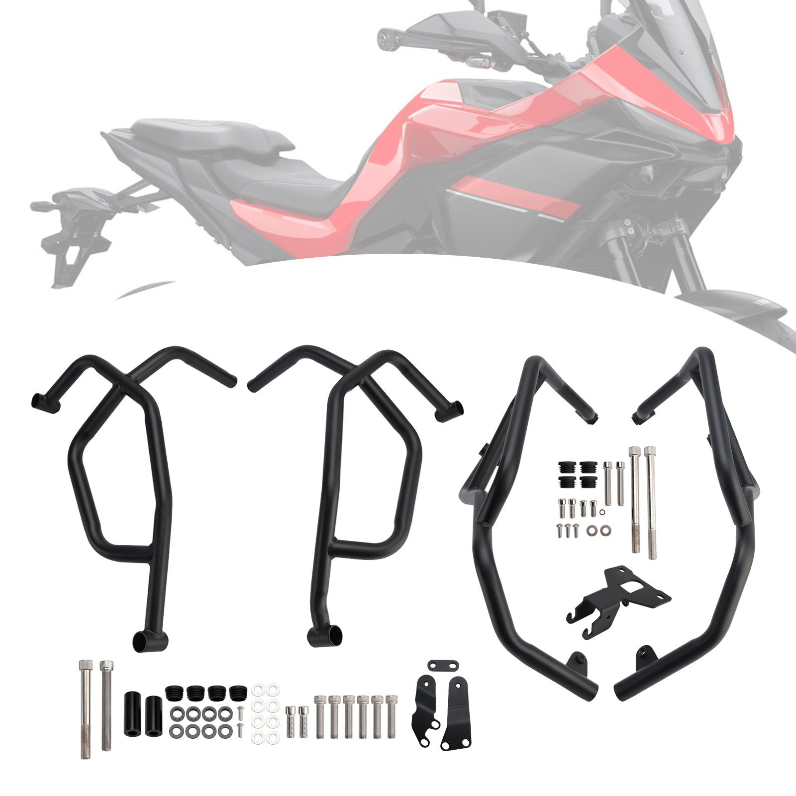 Zwarte motorbeschermingsset voor boven- en onderkant voor Yamaha Tracer 7 (2021-2025)