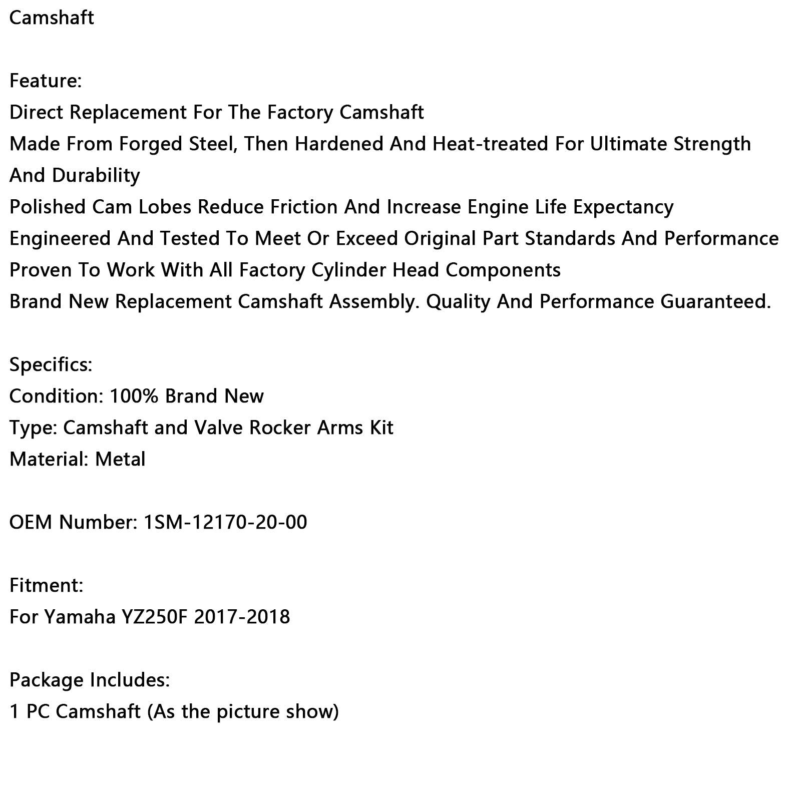 Yamaha YZ250F 2017-2018 Wałka rozrządu sterownik rakietowy 1SM-12170-00-00