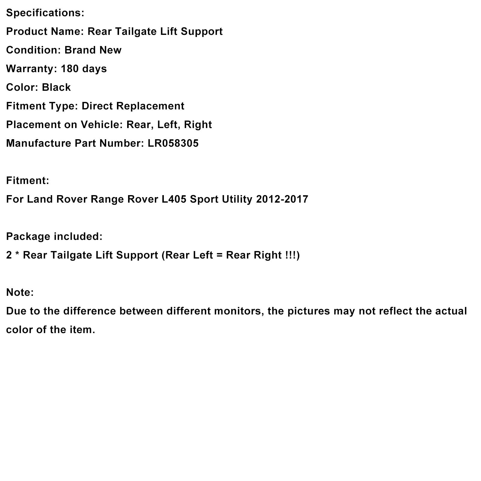 Sähköinen takaluukun tukivarsi (2 kpl) Land Rover Range Roveriin (2012-2017)