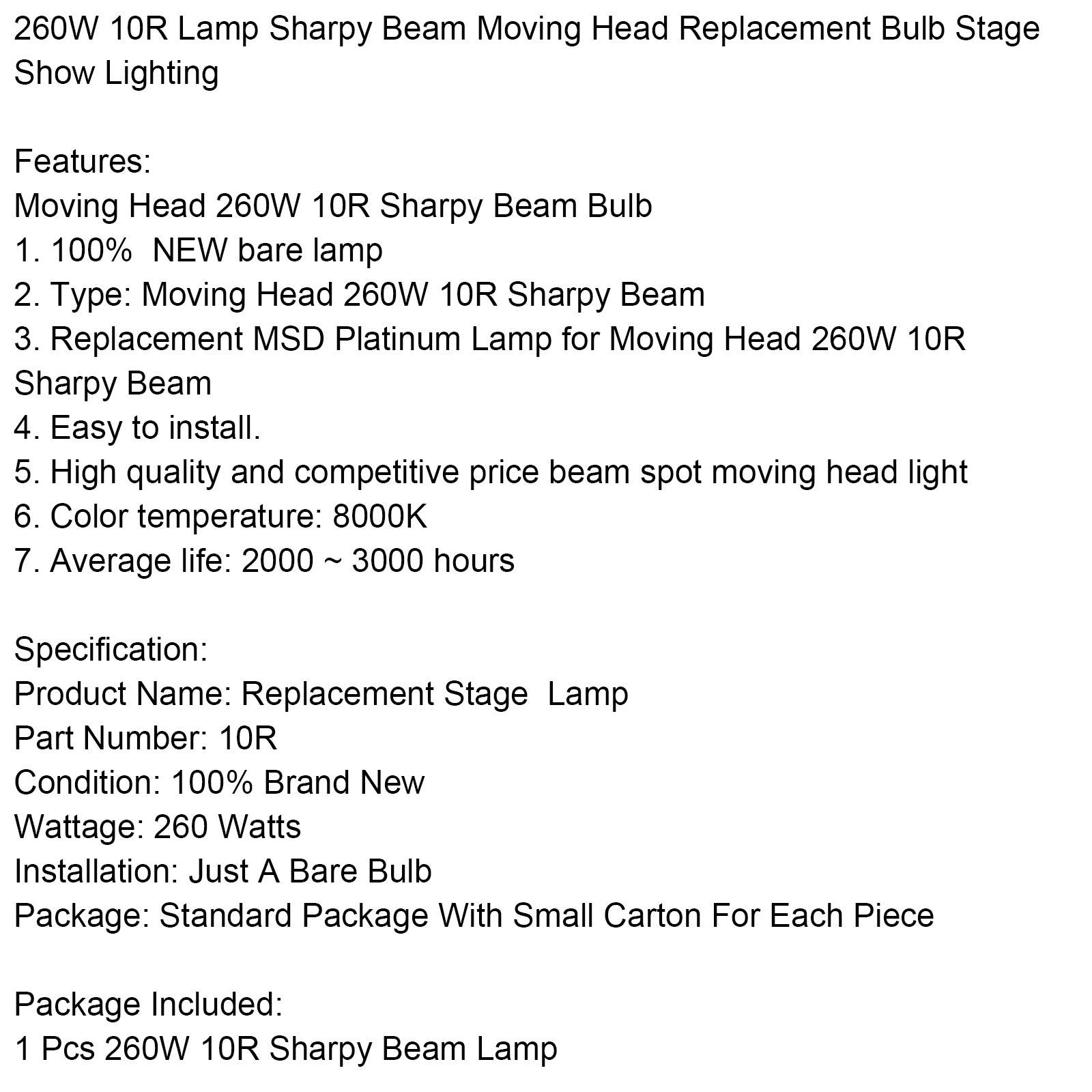 Mobilna Belka głowy, MSD 260W 295 W 350W 380W Zasilanie balastowe