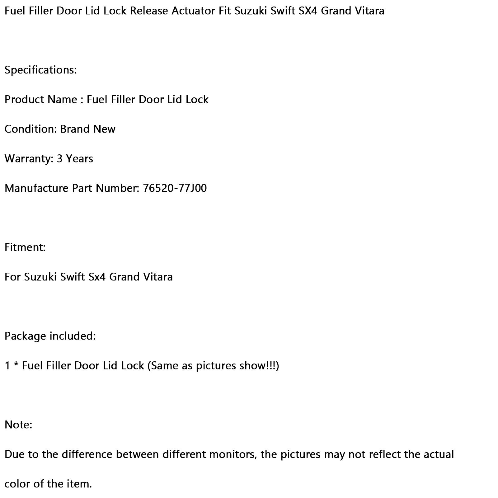 Brandstofvuldeur Deksel Ontgrendelingsactuator voor Suzuki Swift SX4 Grand Vitara