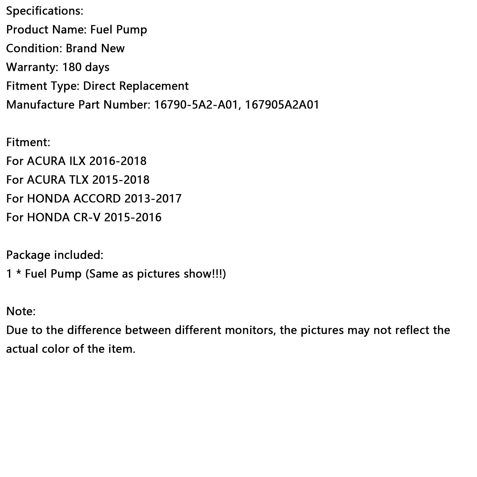 Bomba de alta presión Acura TLX 2015-2018 16790-5A2-A01
