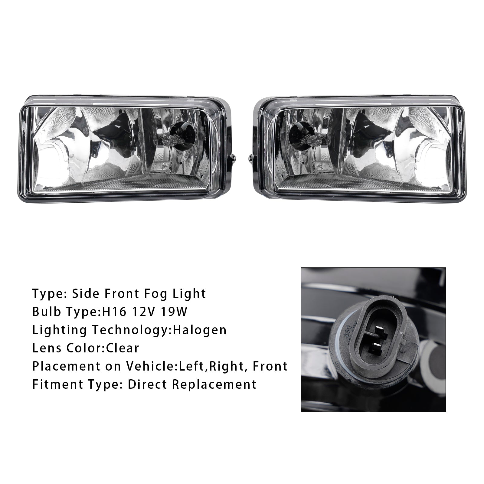 Paire de feux antibrouillard avant avec ampoules pour Chevrolet Silverado 2007-2013, verre transparent