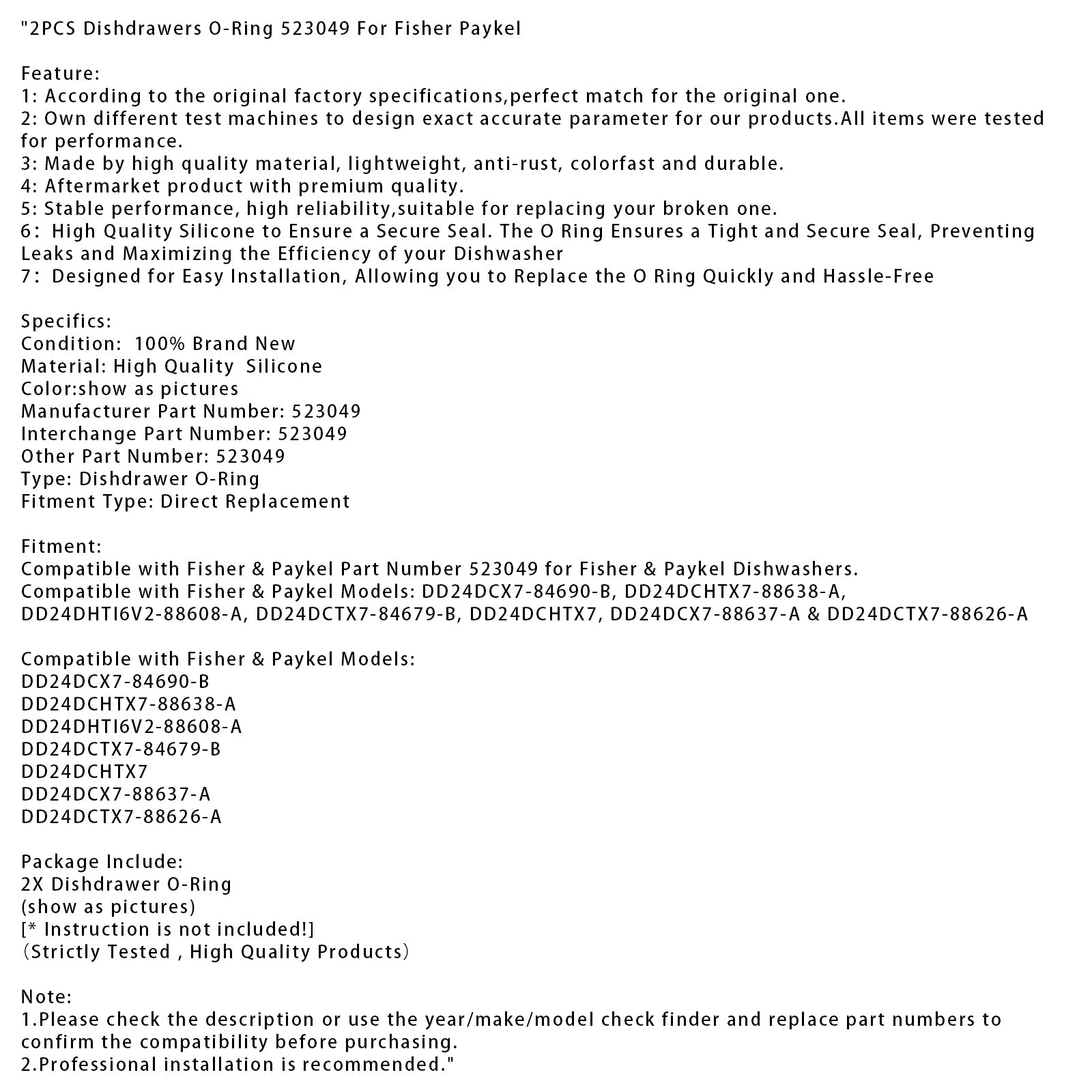 O -ring za predal za posode Fisher Paykel (2 sobi) 523049