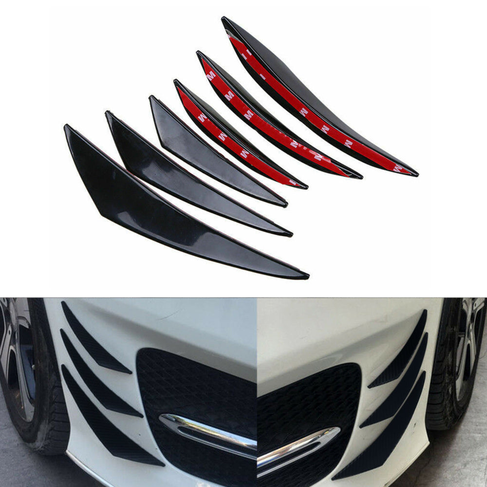 Areyourshop 6 pezzi universale nero lucido per auto/auto paraurti anteriore alette spoiler canard rimontaggio