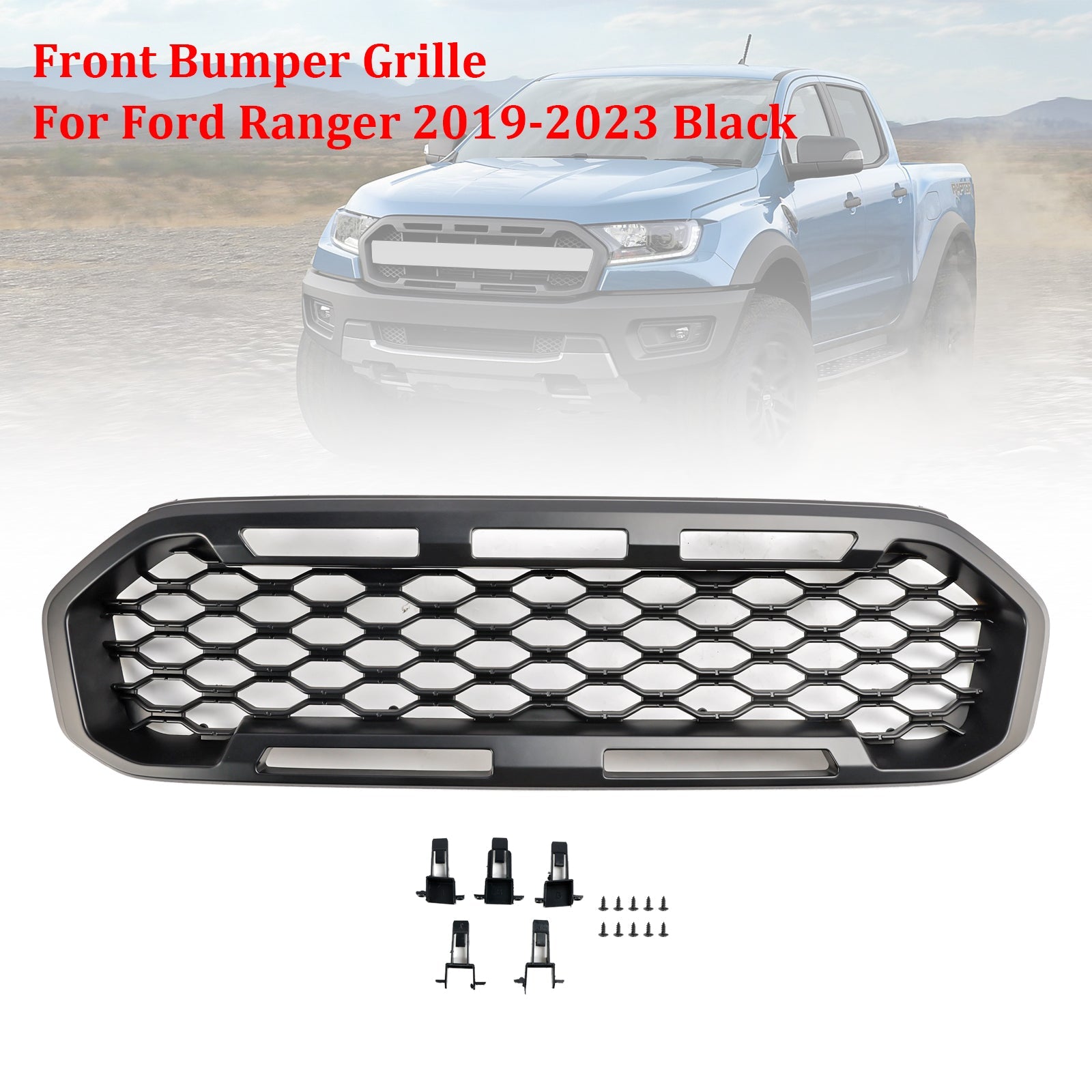 Grille de pare-chocs avant noire pour Ford Ranger T8 2019-2023