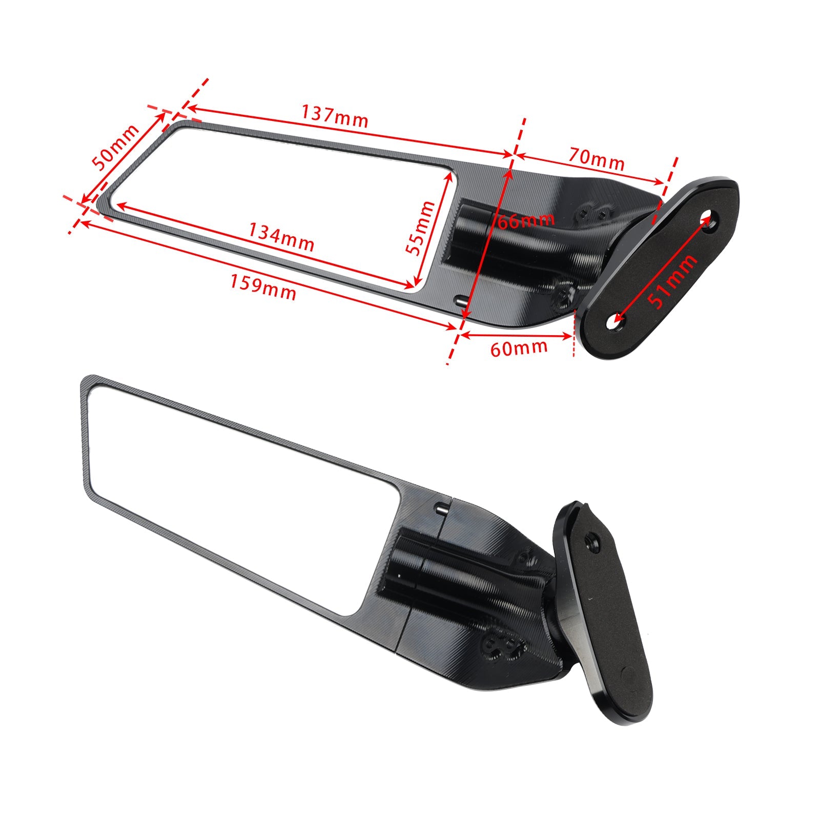 Rétroviseurs à ailettes en aluminium CNC pour Yamaha YZF-R25 2019-2023