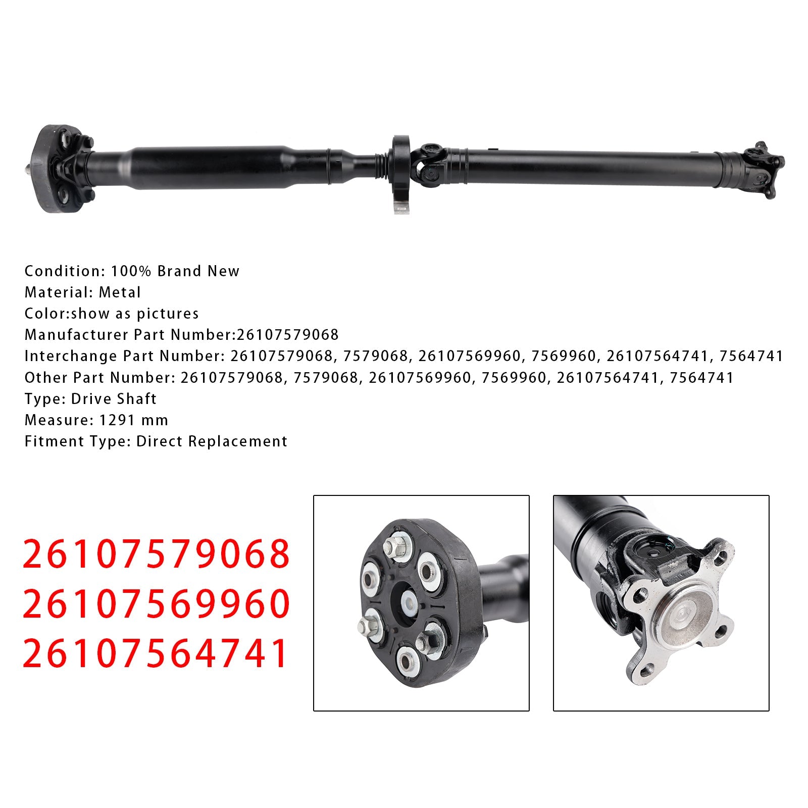 Arbre de transmission pour BMW X3 E83 2.0D 26107579068 26107569960 26107564741