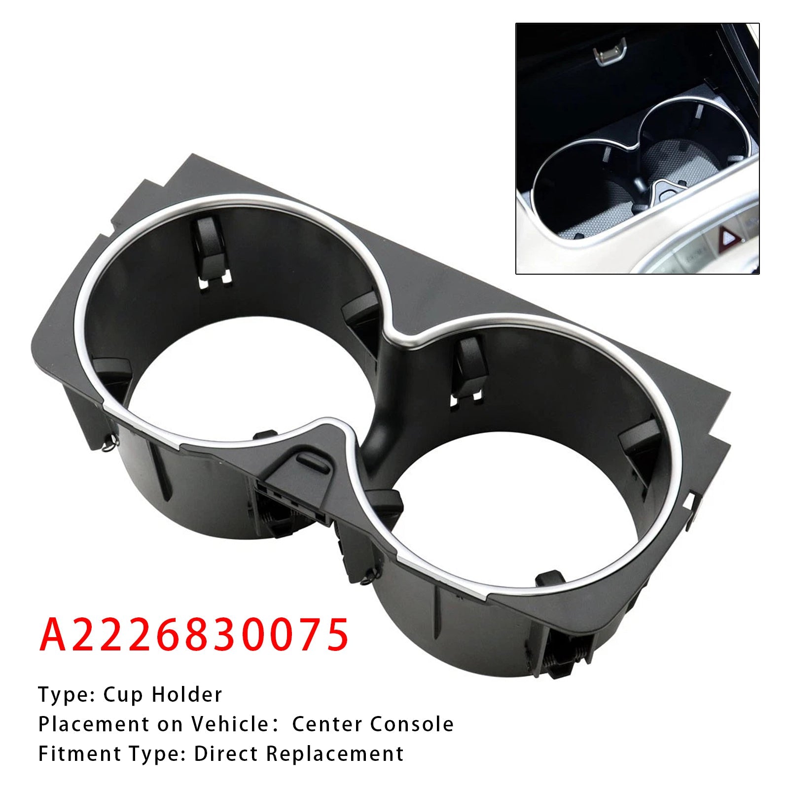 Portabicchieri per console centrale A2226830075 per Mercedes Benz Classe S W222 2014-2017