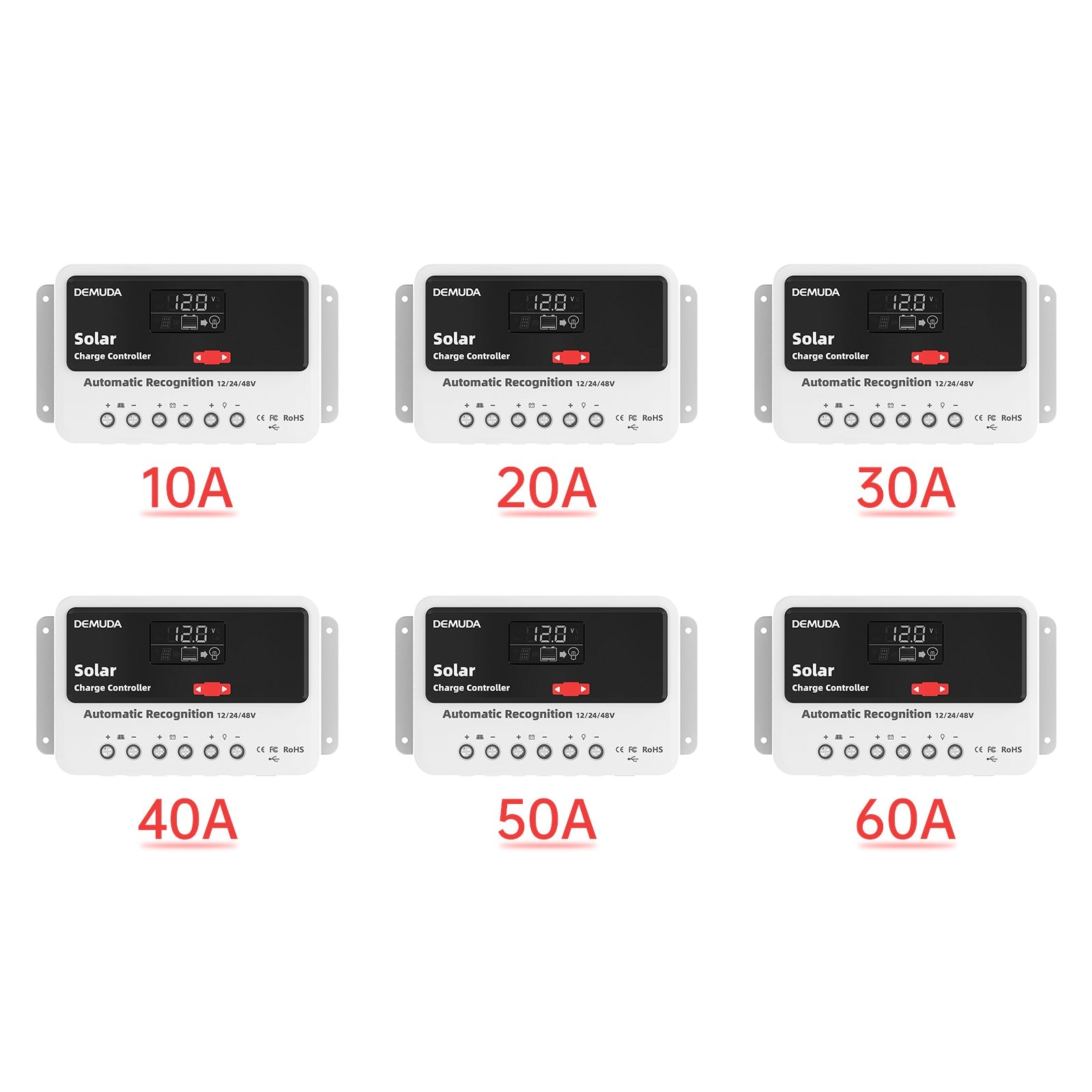 Contrôleur solaire automatique PWM 12 V 24 V 48 V 10 A-60 A, phosphate de fer