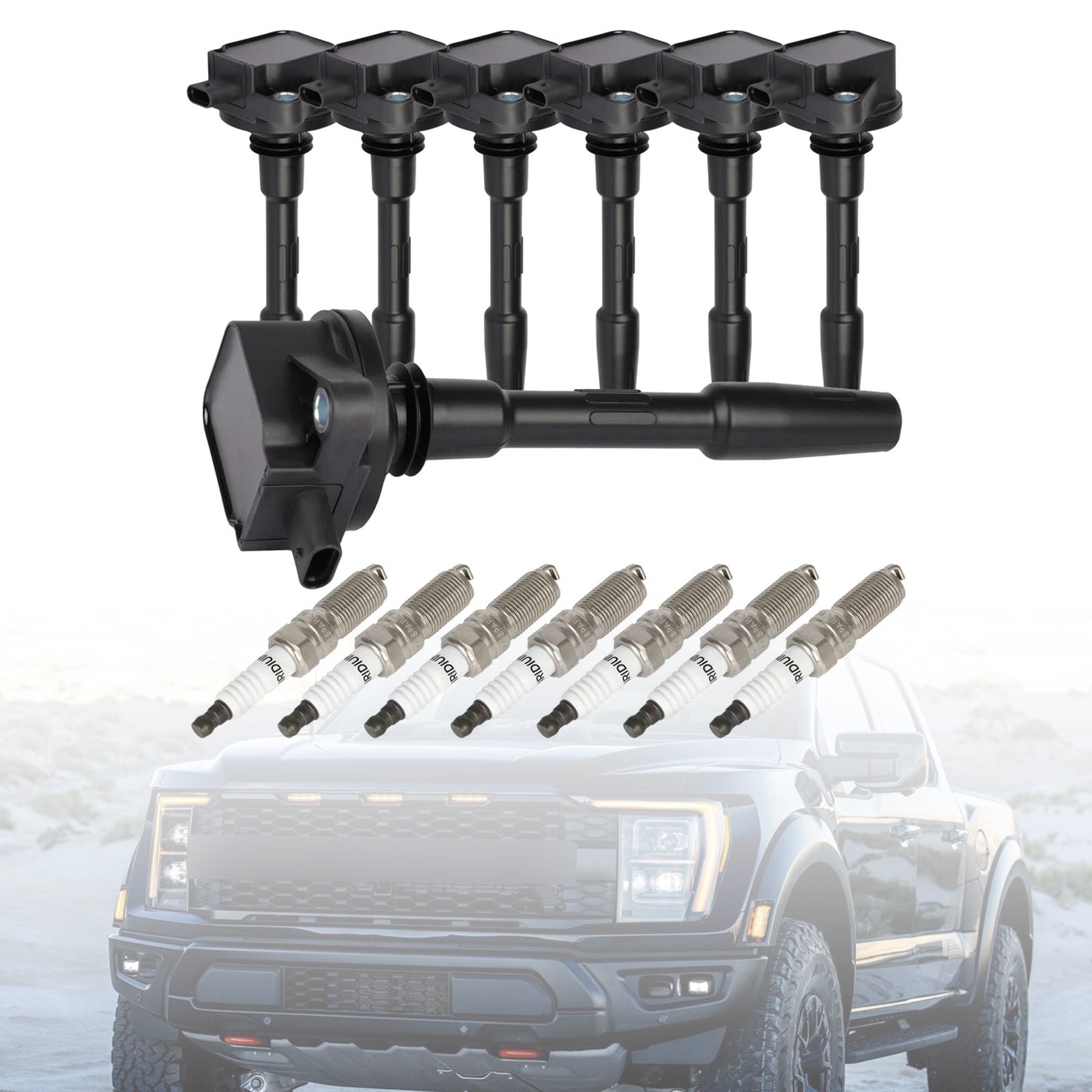 7 cewek zapłonowych i świec zapłonowych UF835 do Forda F150 V8 5.0L 2018-2021