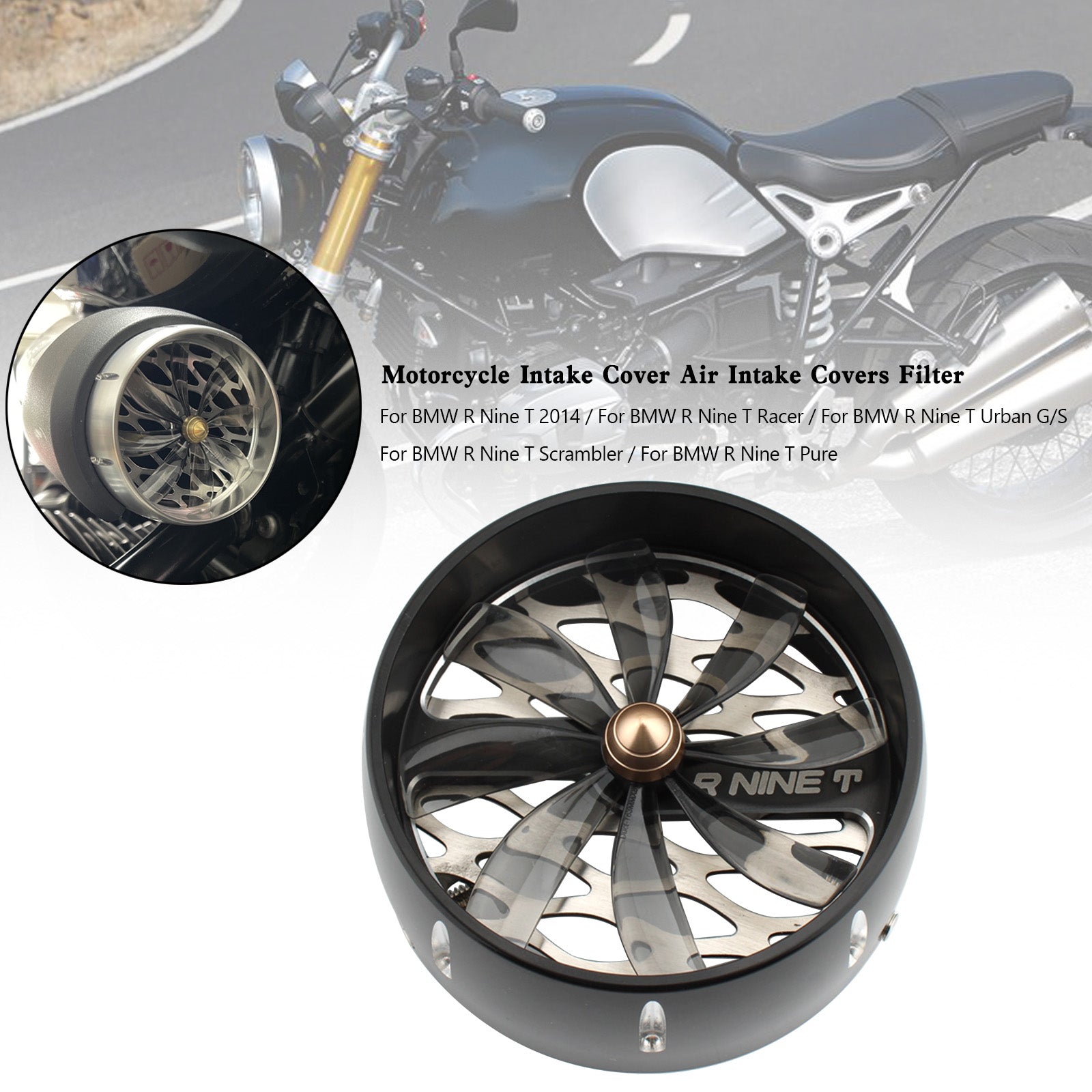 BMW R Nine T Nine T R9T Inlaatdeksel Luchtinlaatdeksels Filter Zwart