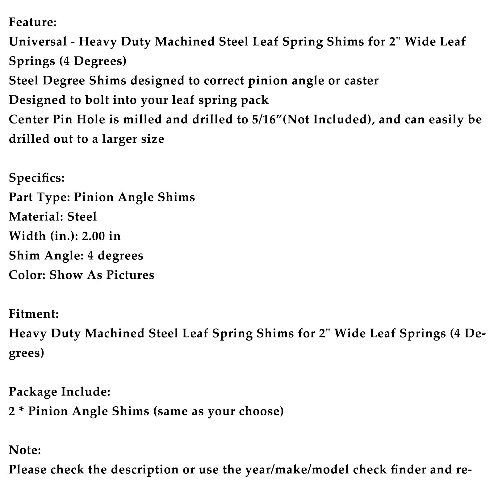 2 kliny o szerokości 2 cali dla 4 -stopowych stalowych sprężyn