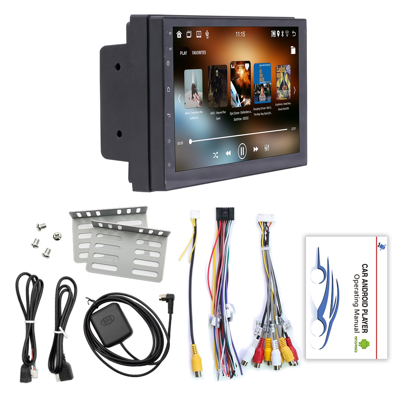 7 Android 10 GPS WiFi Bluetooth Autostereo MP5-soitin Carplay + 4 LED-kamera