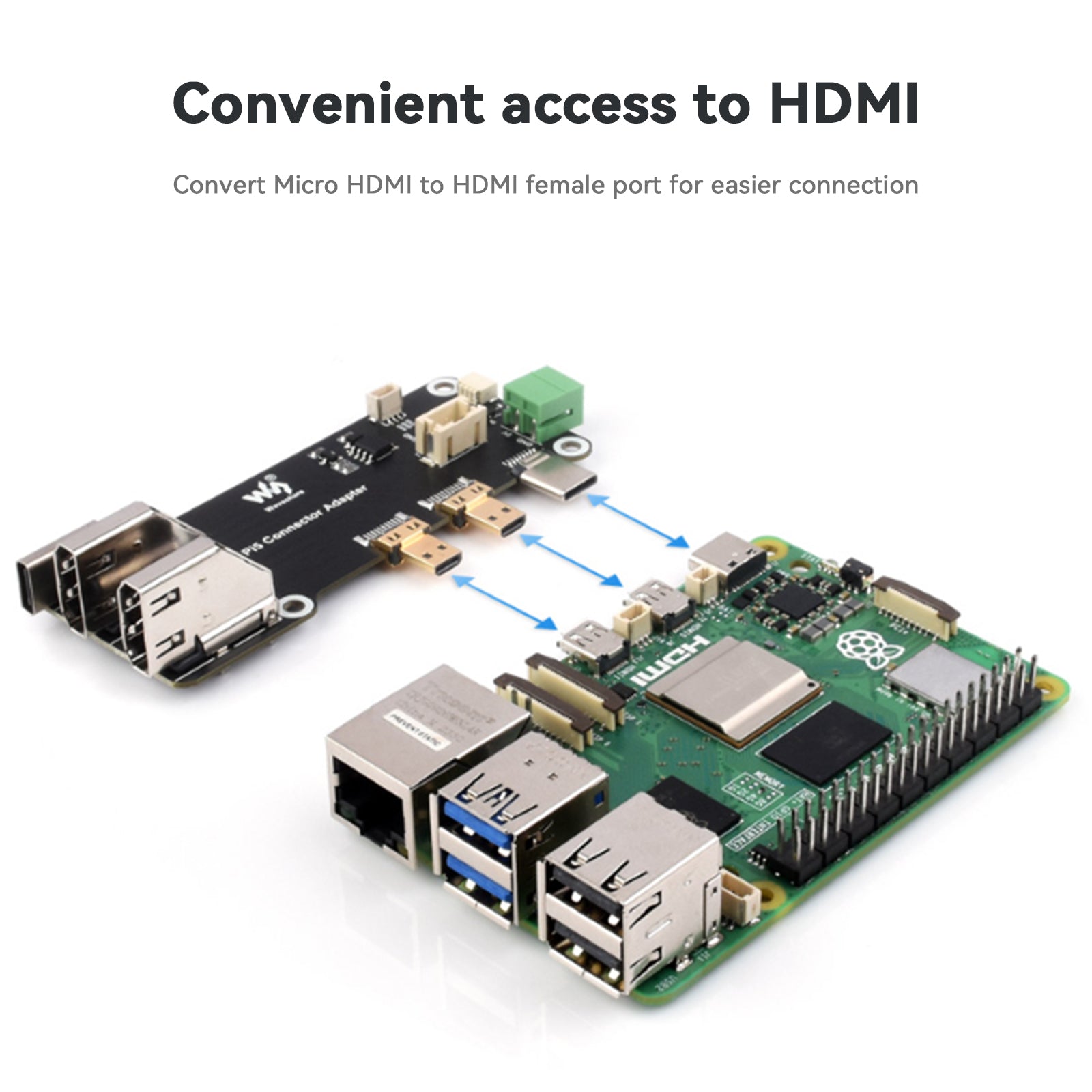 Carte d'extension multifonction Raspberry Pi avec double sortie HDMI 4K et Pi5/Pi4B
