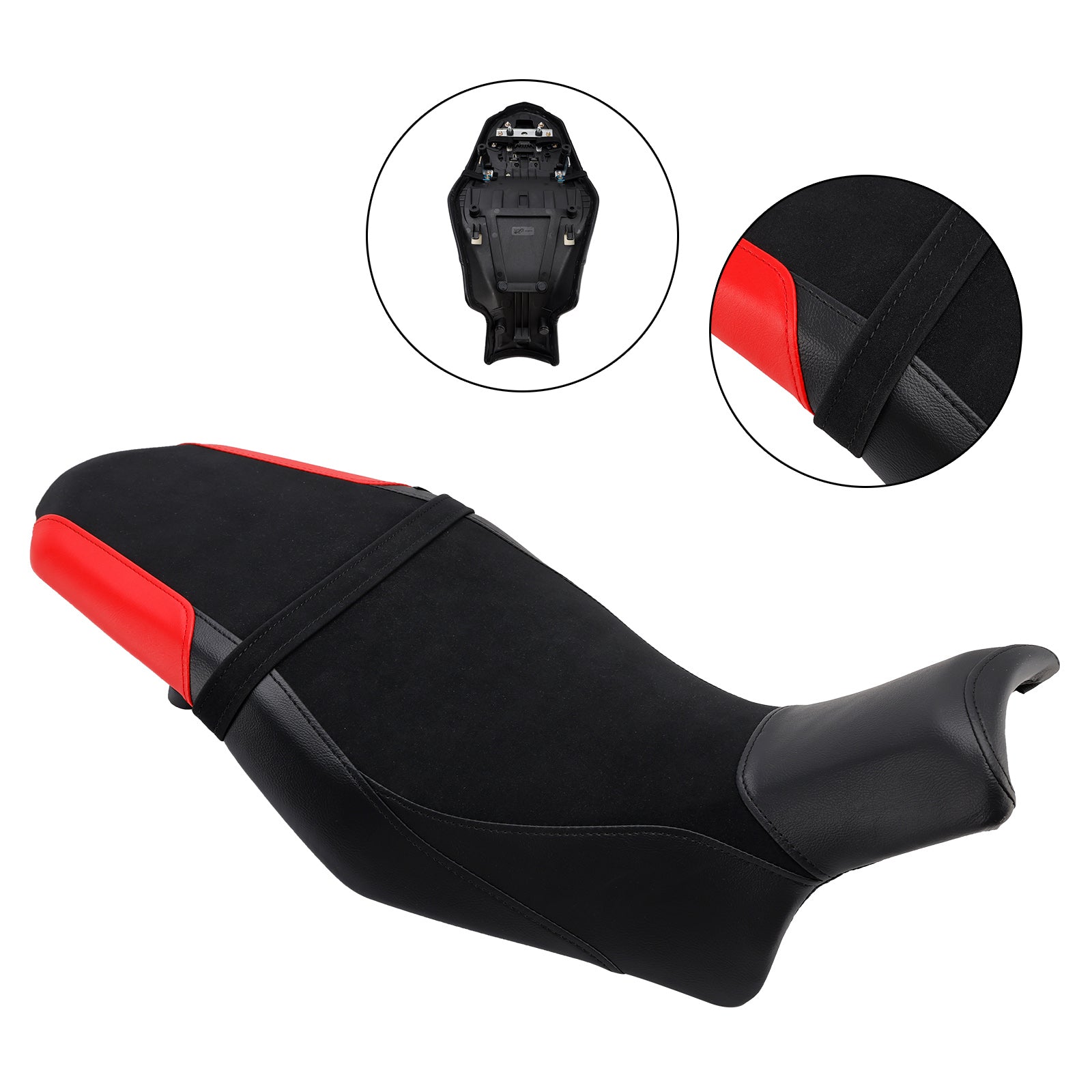 Selle passager complète rembourrée +20 mm noire pour Suzuki Katana (2019-2024)