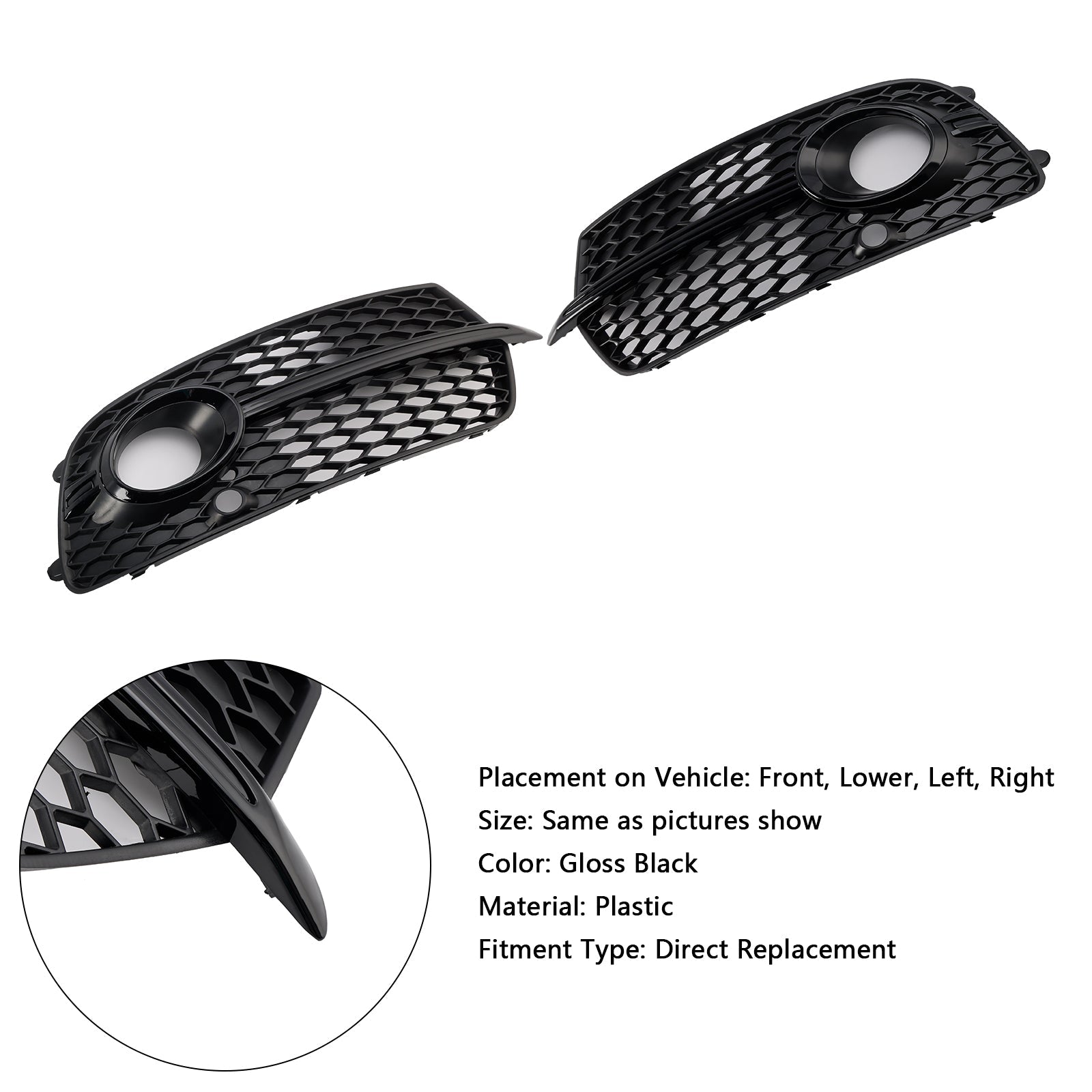 Black Front Fog Light Grille voor Audi Q5 S-Line SQ5 2013-2017