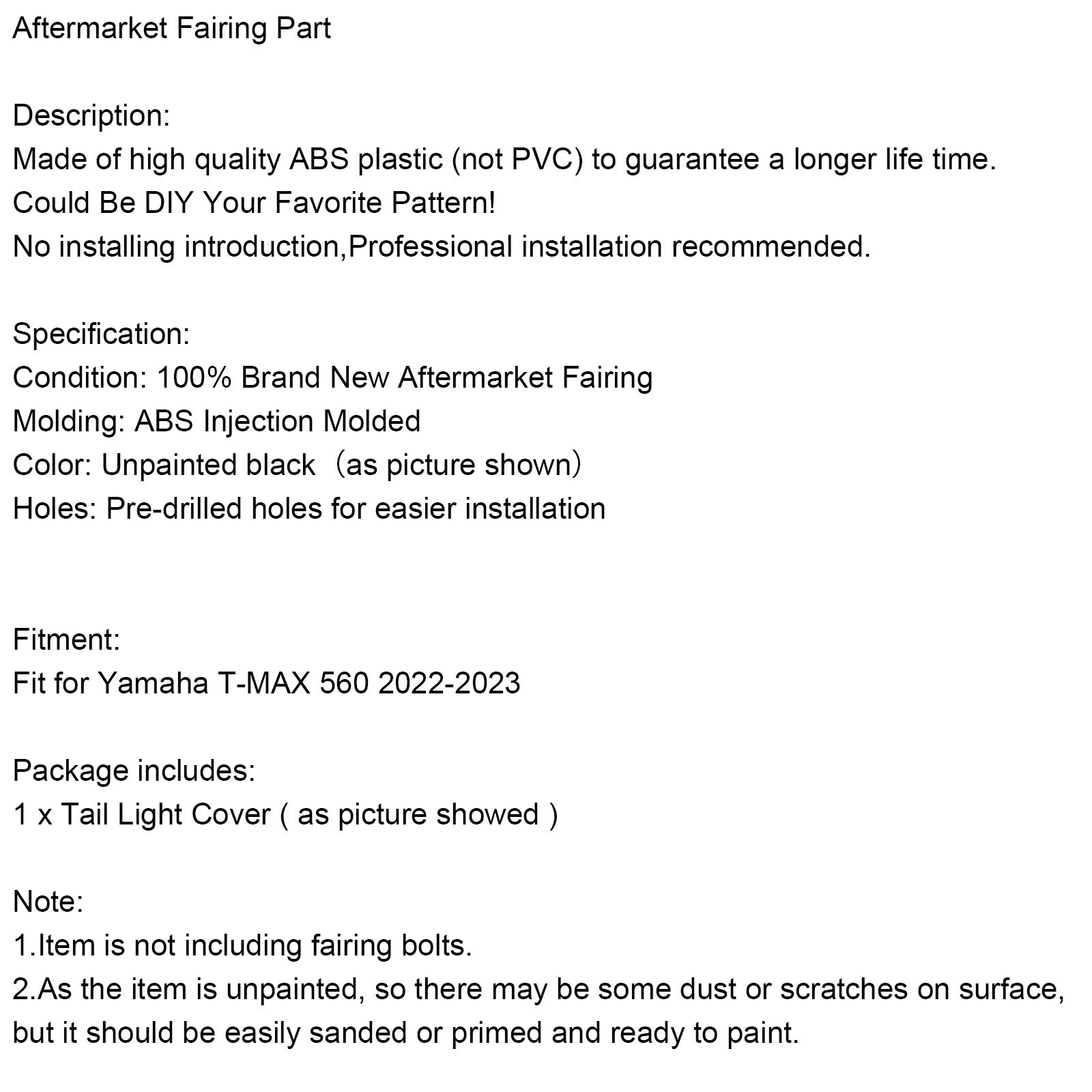 Zadnji zadnji zadnji pokrov zadnjega svetlobnega pokrova za Yamaha T-Max 560 2022-2024