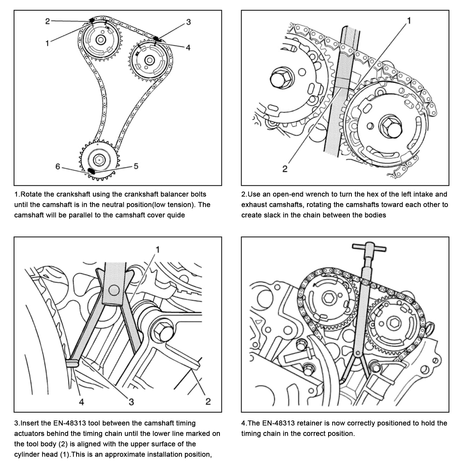 Outil de retenue de chaîne de distribution (2 pièces) pour Chevy Camaro Impala 3.6L EN-48313-1