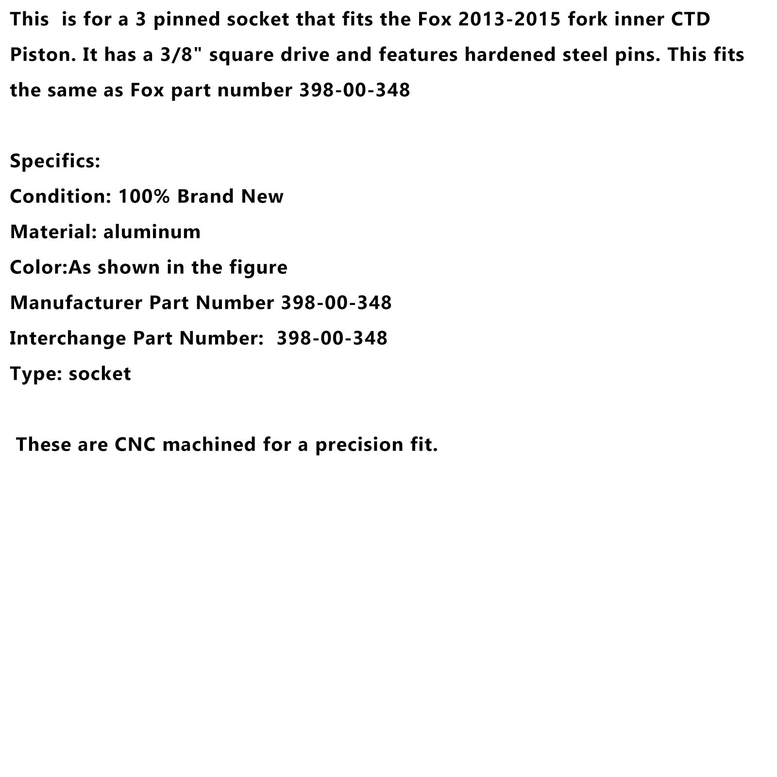 Outil de démontage de douille de fourche pour piston intérieur Fox CTD à 3 broches - comme 398-00-348