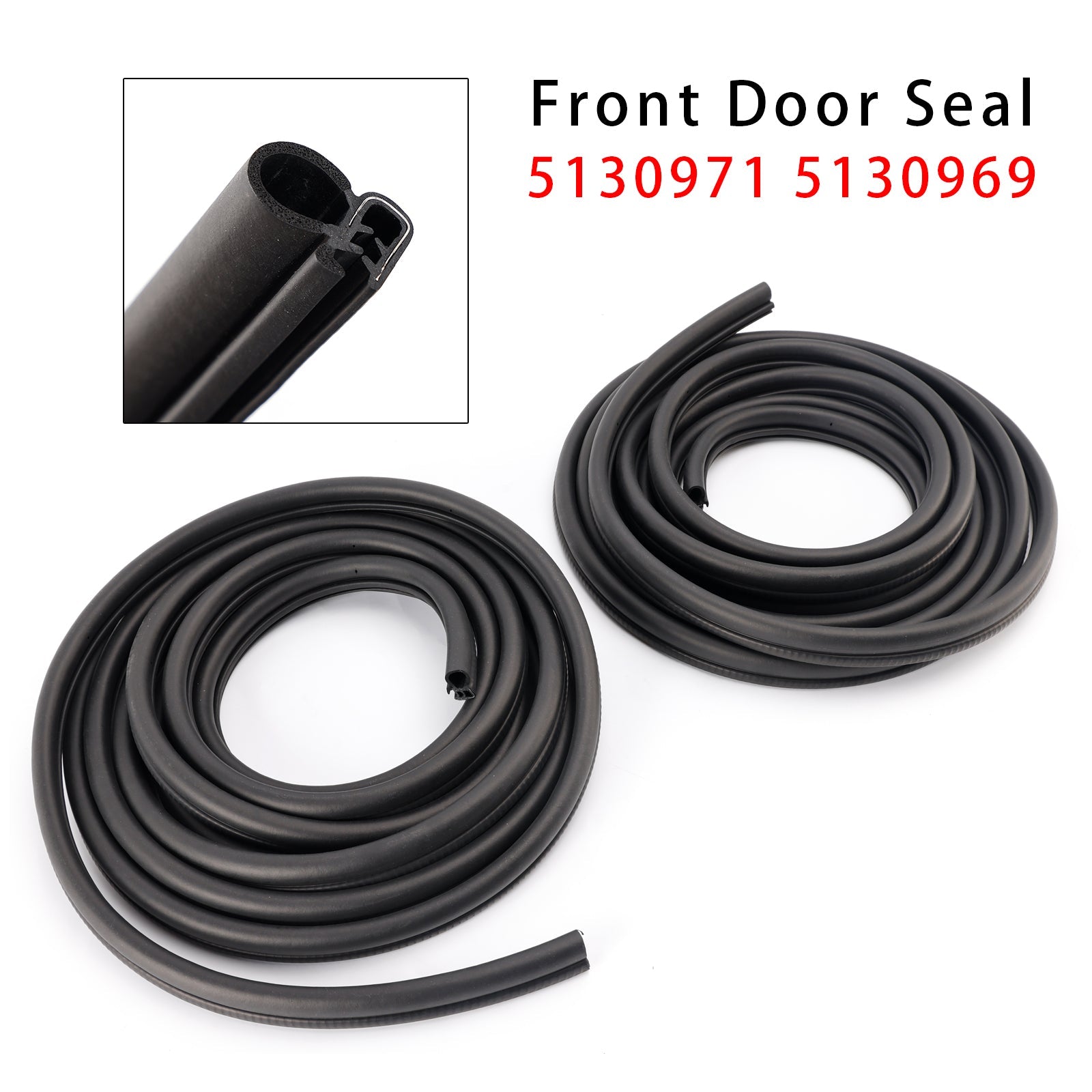 Joint d'étanchéité de porte (2 pièces) pour Chevrolet Silverado 1500/2500/3500 Classic 4 portes, cabine allongée (2007) - Références : 5130971 et 5130969