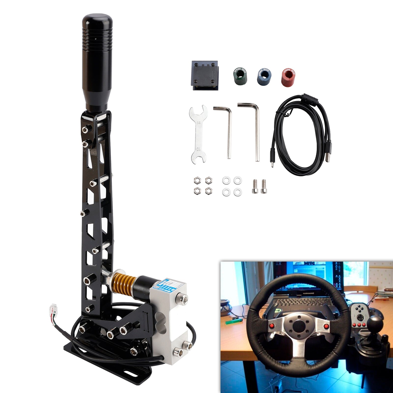 Jeu de course avec frein à main USB 64 bits, cellule de charge 200 kg, pour Logitech G29/G27/G25