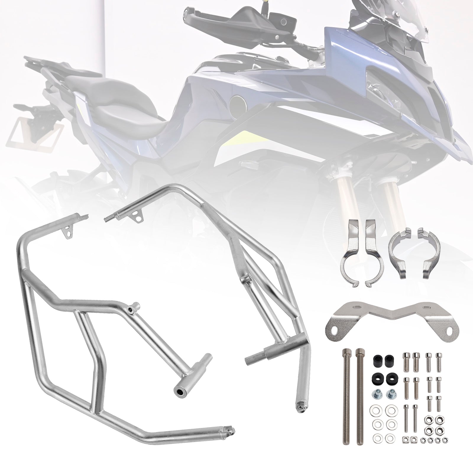 Teräksinen moottorin rungon yläosan suojalista BMW S1000Xr (2024-2025) -malliin.