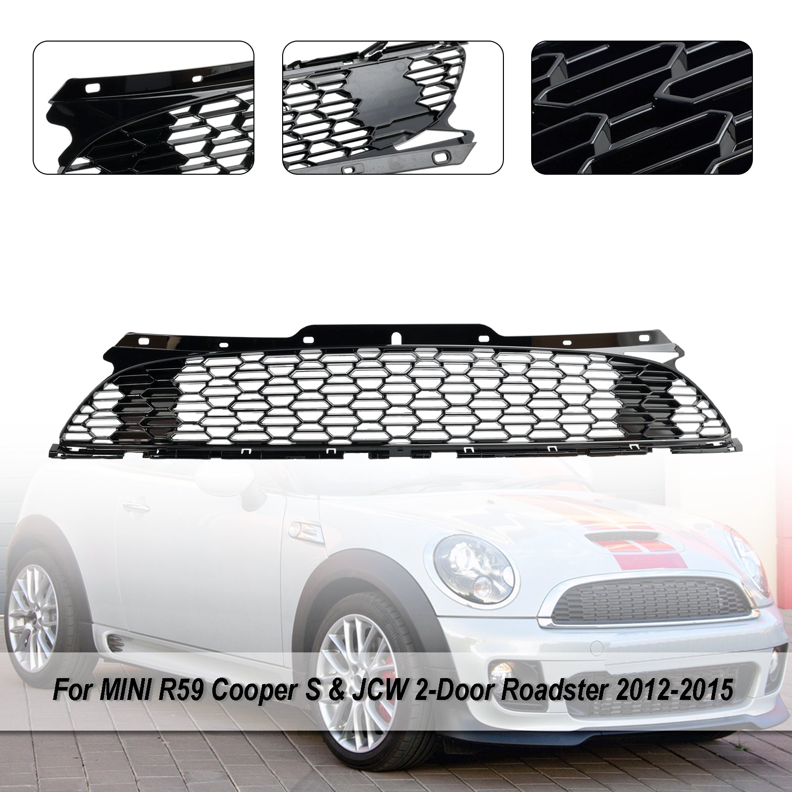 Grille de pare-chocs avant noire brillante pour MINI R56 Cooper S et JCW 3 portes à hayon 2007-2013