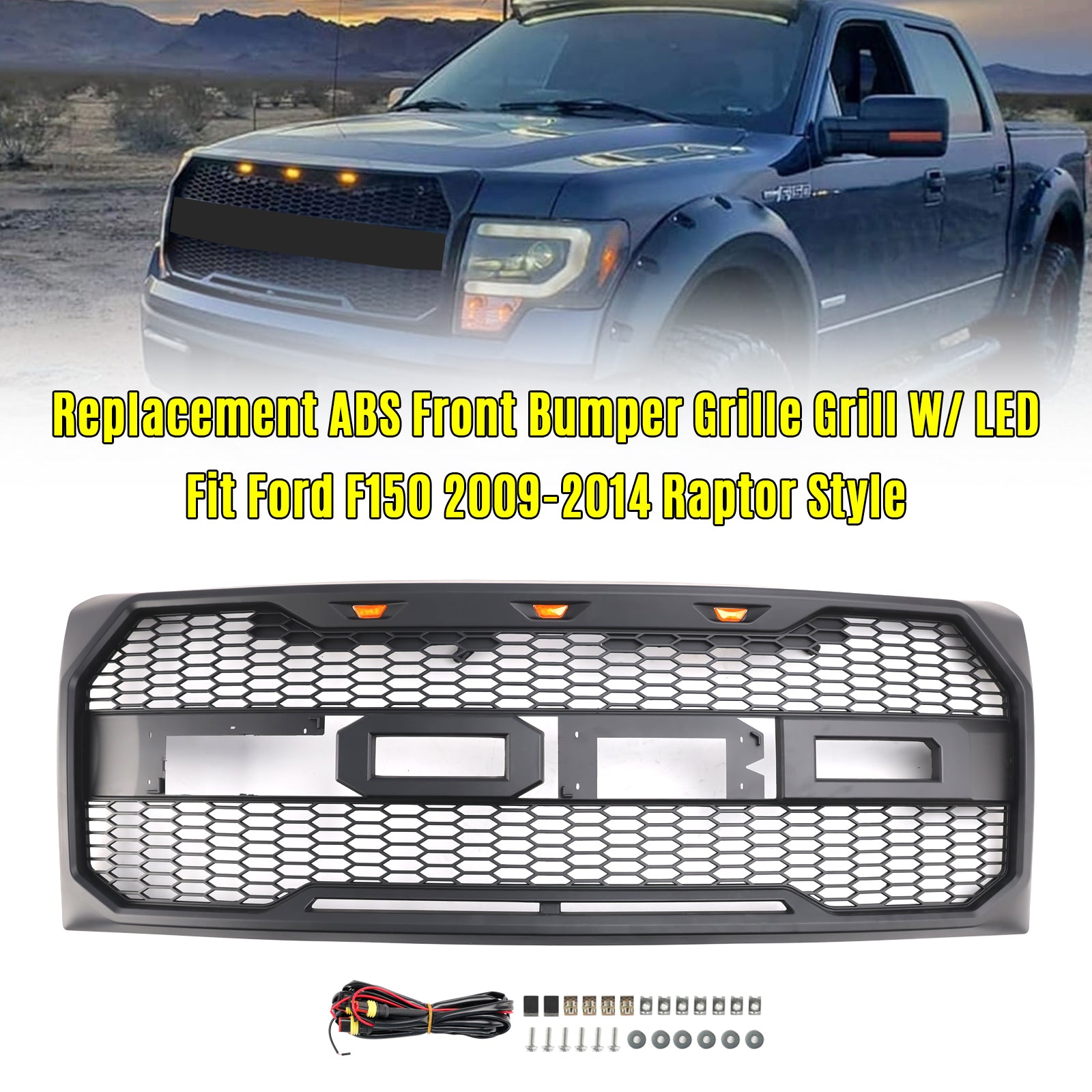 Black Calander Mate Raptor w stylu Ford F150 (2009-2014) z bursztynem LED