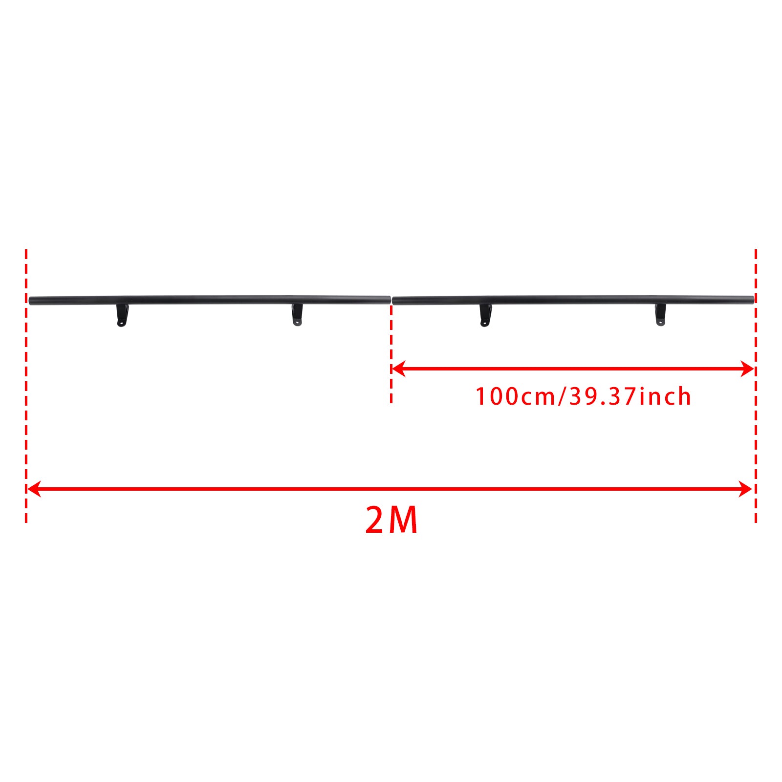Kit de quincaillery para biblioteca deslizante para tubo redondo de 6.6 pies con freno