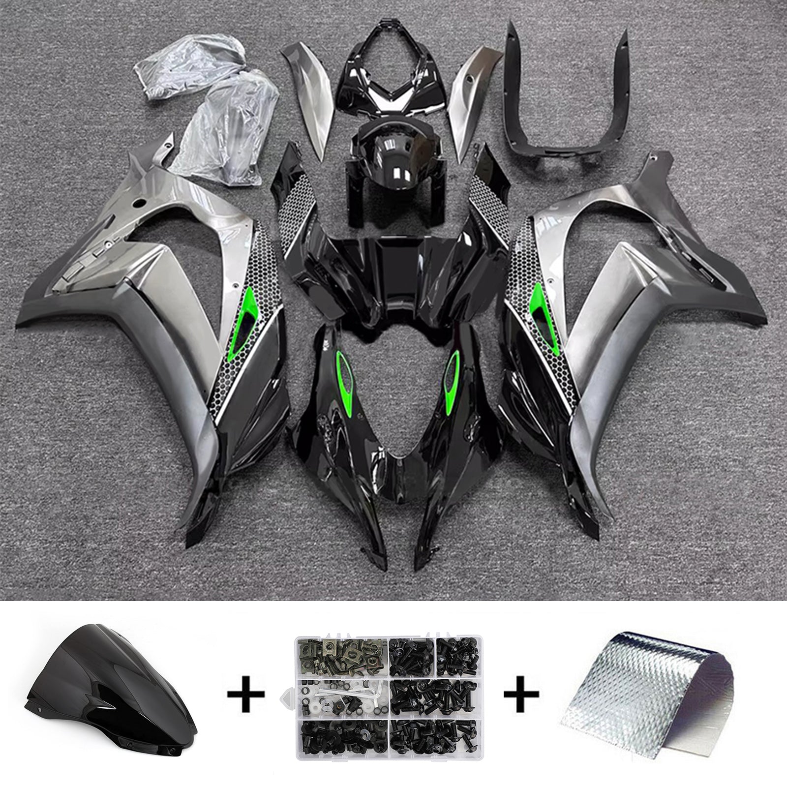 ABS-muovinen ruiskutettu suojasarja, yhteensopiva Kawasaki ZX10R 2016-2020 kanssa