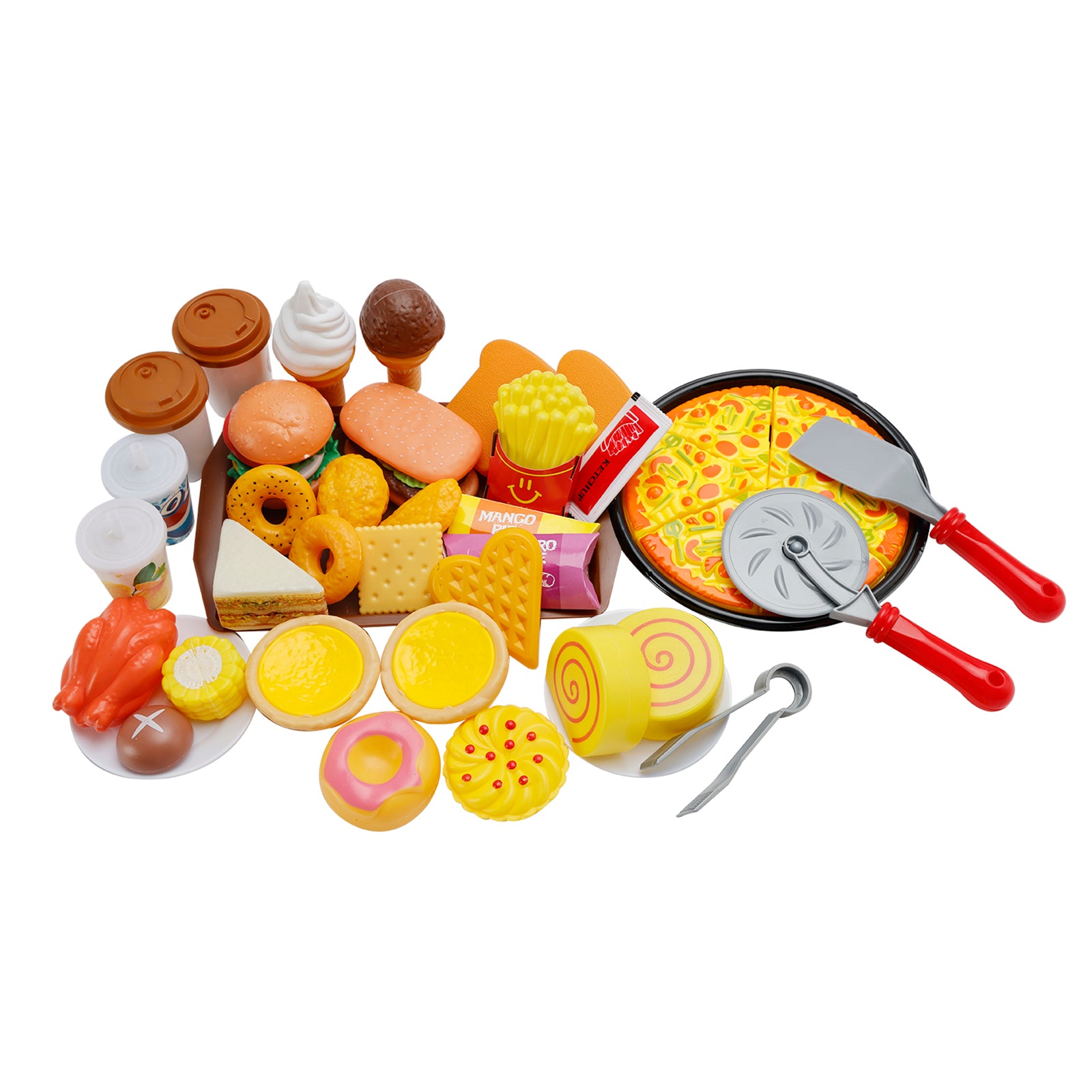 56 pièces de jouets de fast-food / Jouet pizza / Jouets glace / Jouets hamburger / Jouets gâteau