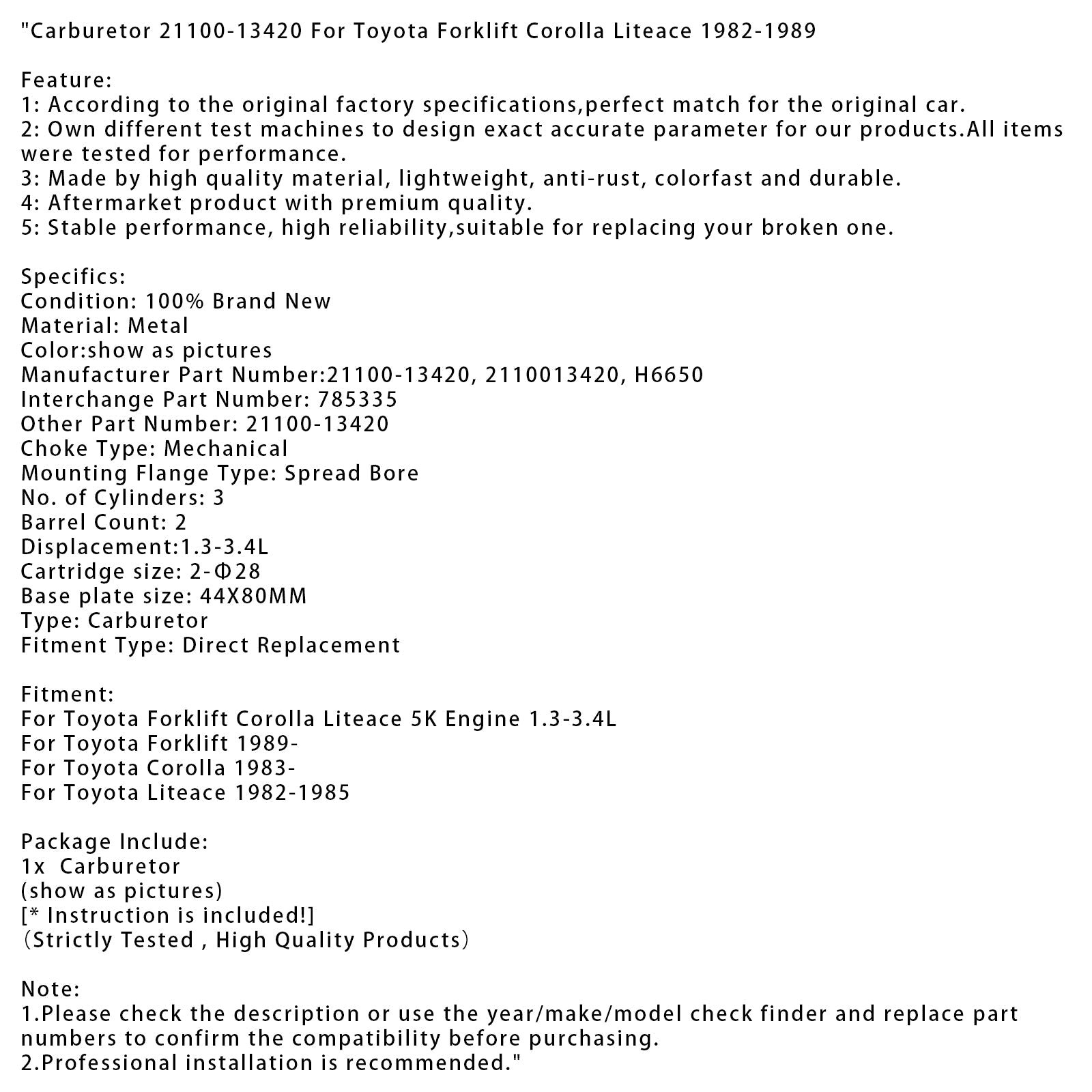 Gabirator windy Toyota 21100-13420 z 1989 roku