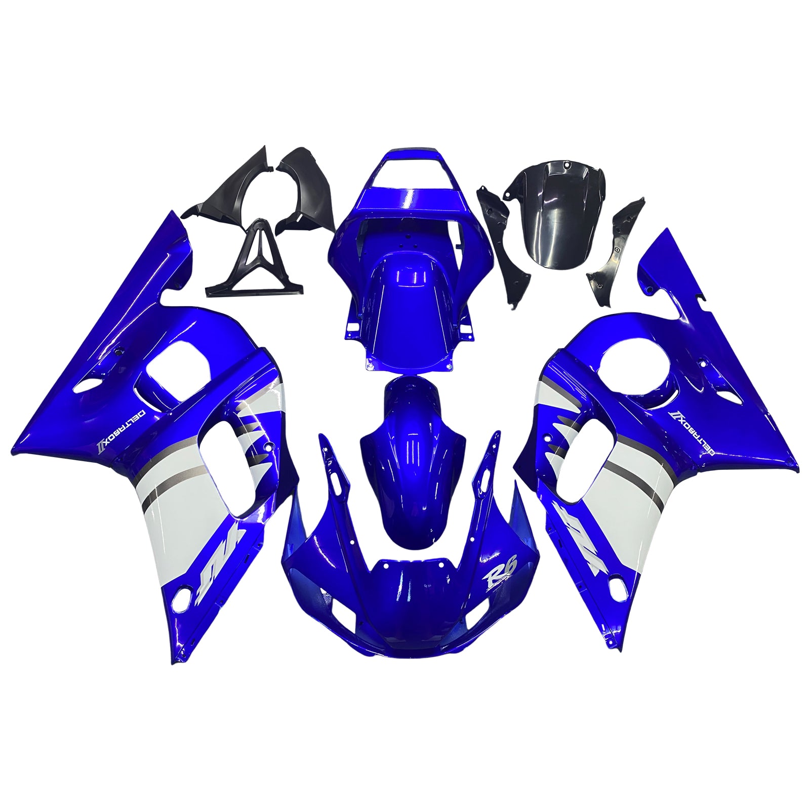 Kit de carénage en plastique ABS pour Yamaha YZF R6 1998-2002 Blue White