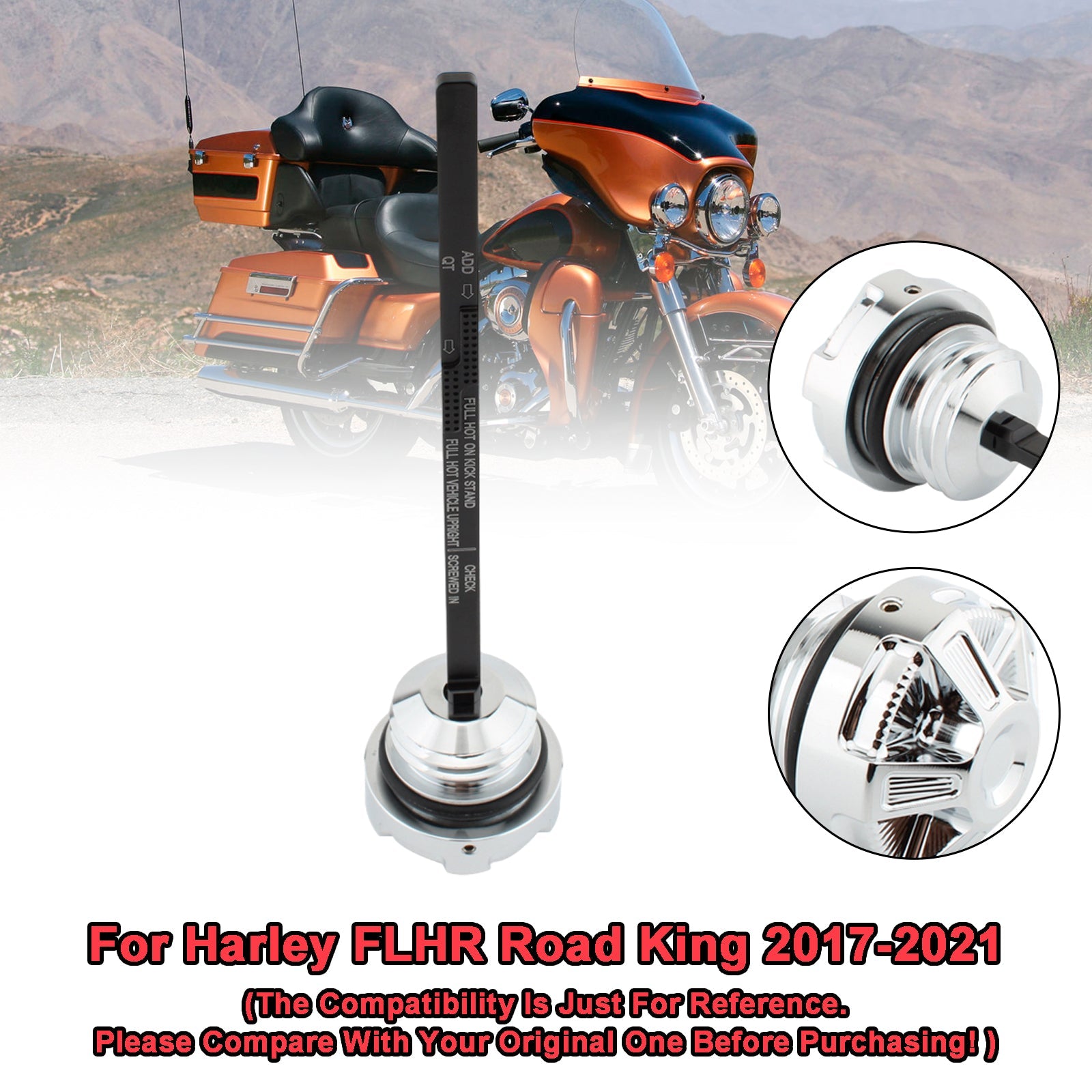 Öljymittarin säiliökorkki, sopiva korkki Road Electra Street Glide Road King 17-21
