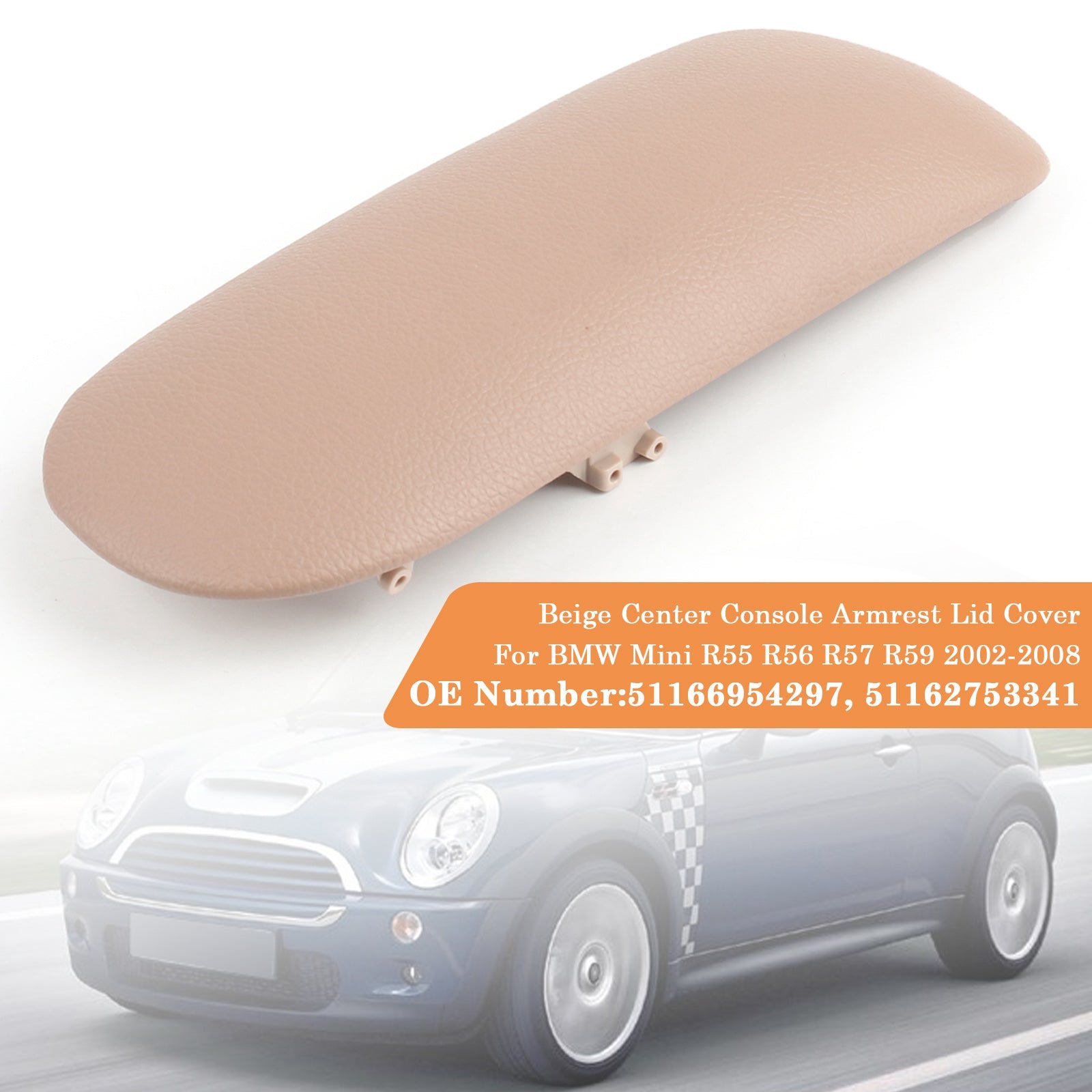 Naslovnica&Naslon za roke v sredinski konzoli za BMW Mini Cooper 2002-2008, bež, 51166954297
