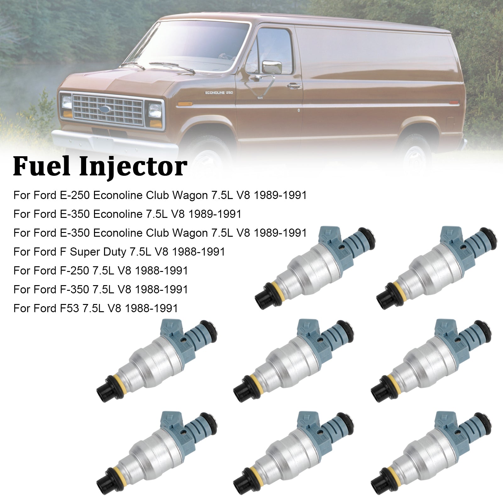 8 kpl Polttoainesuuttimet 0280150759 Ford E-250 E-350 7,5L V8 1988-1991 822-11120