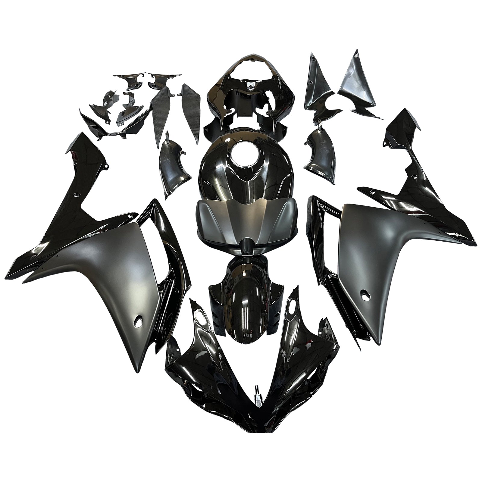 Kit de carénage en plastique ABS moulé par injection noir brillant et noir mat pour Yamaha YZF R1 2007-2008