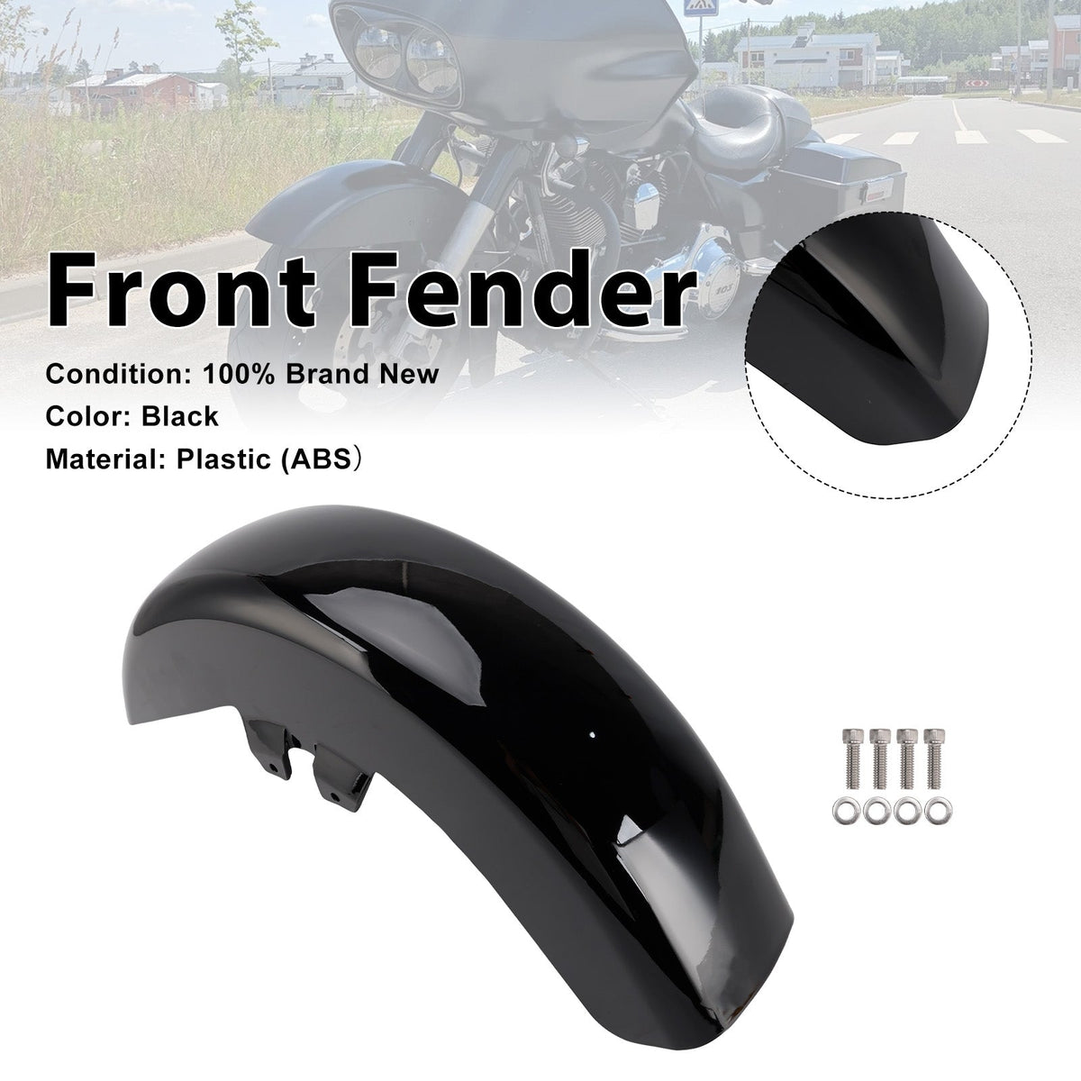 Garde-boue avant ABS noir pour pneus Touring 17'', 18'', 19'' et 21''