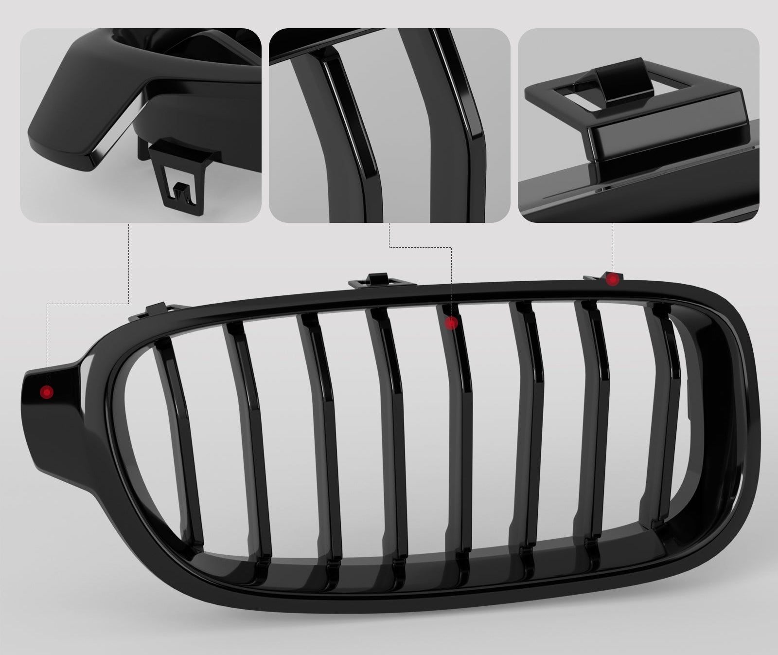 BMW 3 Series F30/F31/F35 (2012-2019) Gloss Black Front Kidney Grill