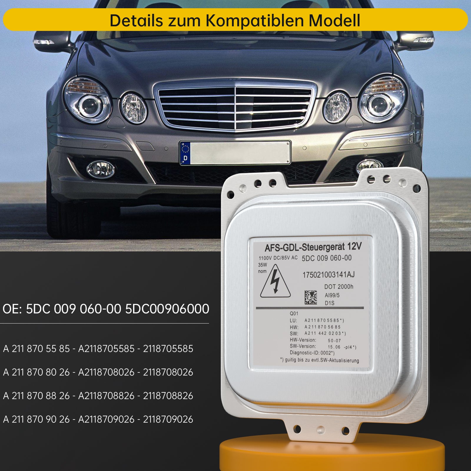 Centralina fari allo xeno 2118705585 per Mercedes Classe E W211